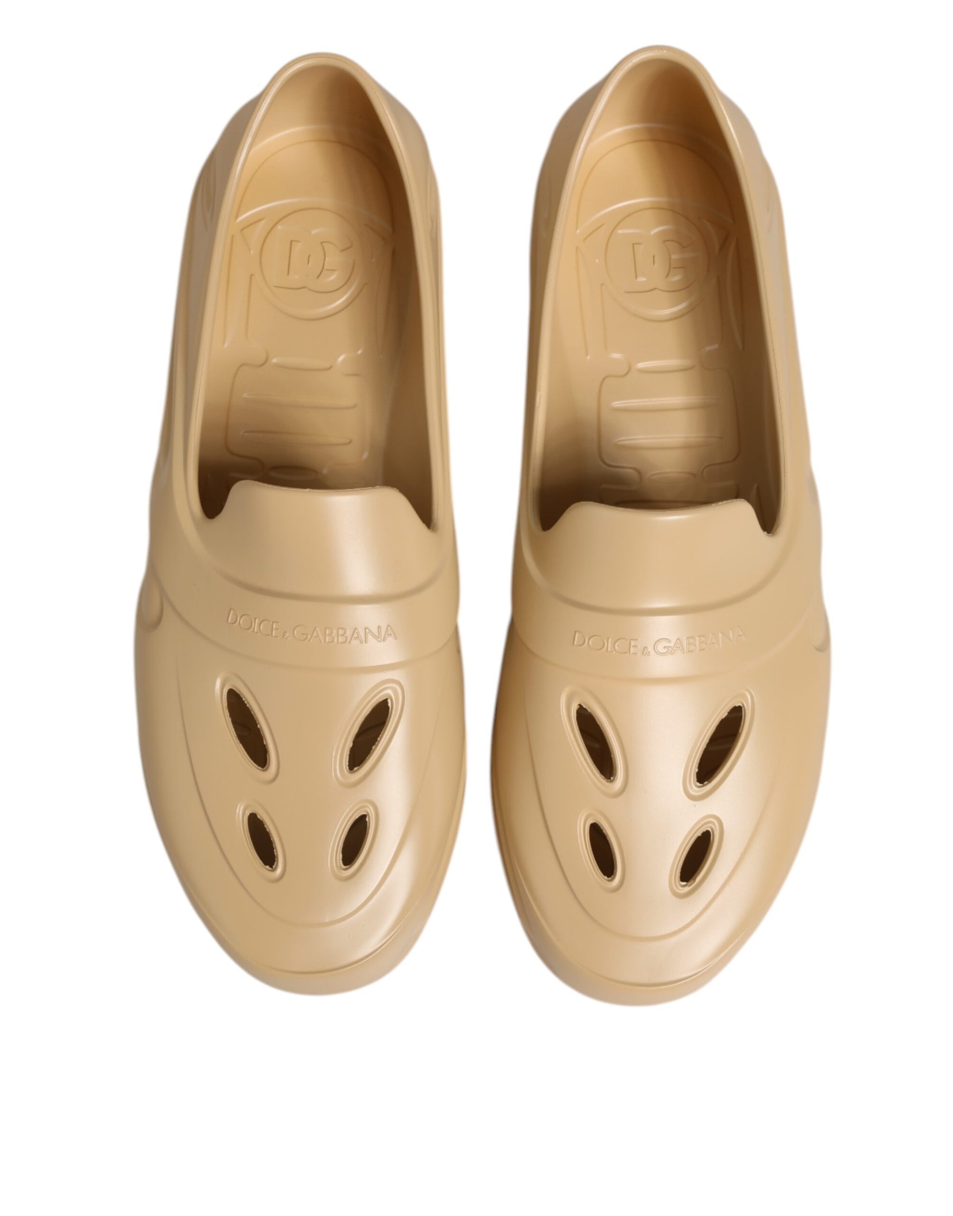 Dolce & Gabbana Beige Rubber Slides Low Top Sneakers Shoes Curated Luxury Accessories by Orvyn