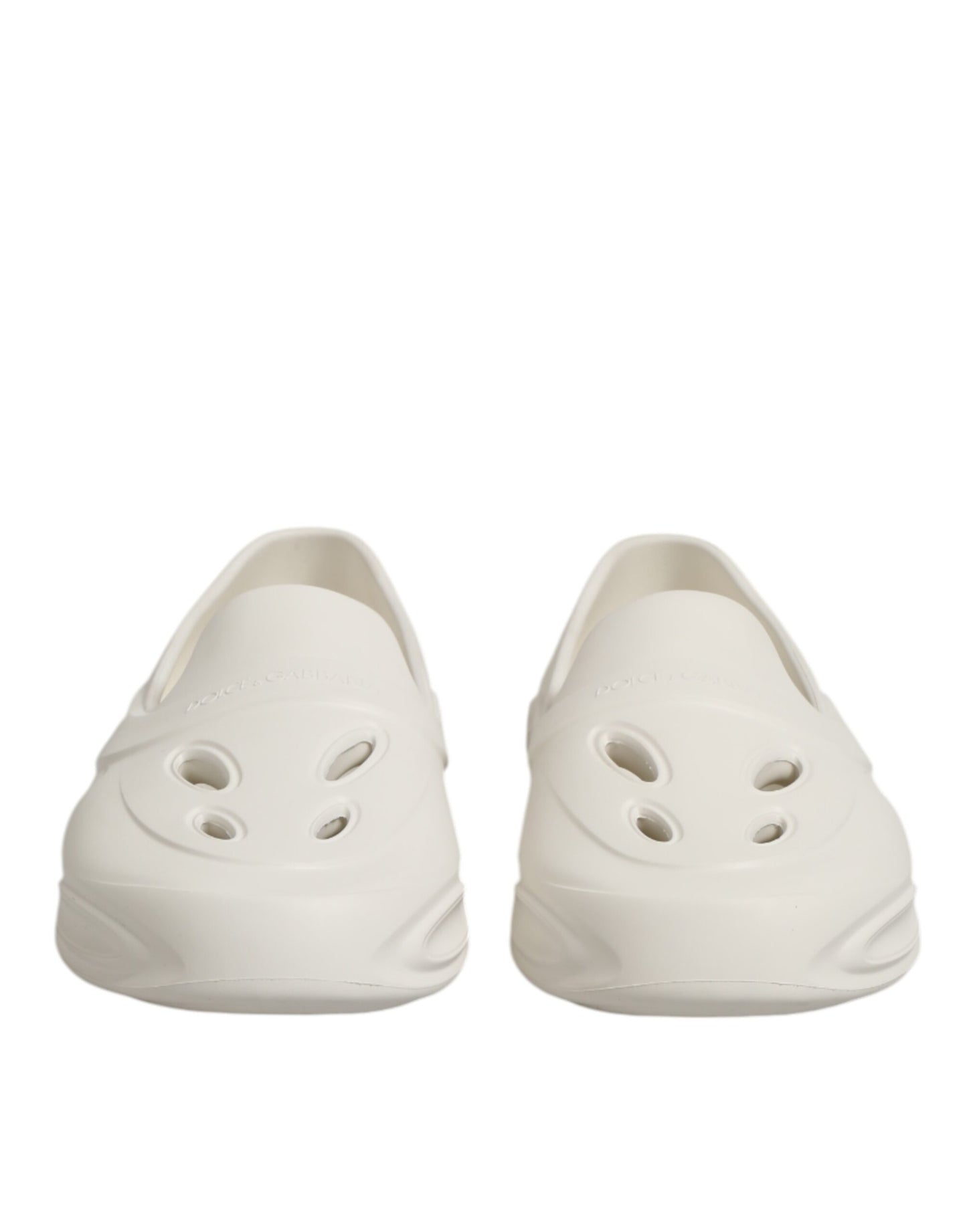 Dolce & Gabbana White Rubber Slides Low Top Sneakers Shoes Curated Luxury Accessories by Orvyn