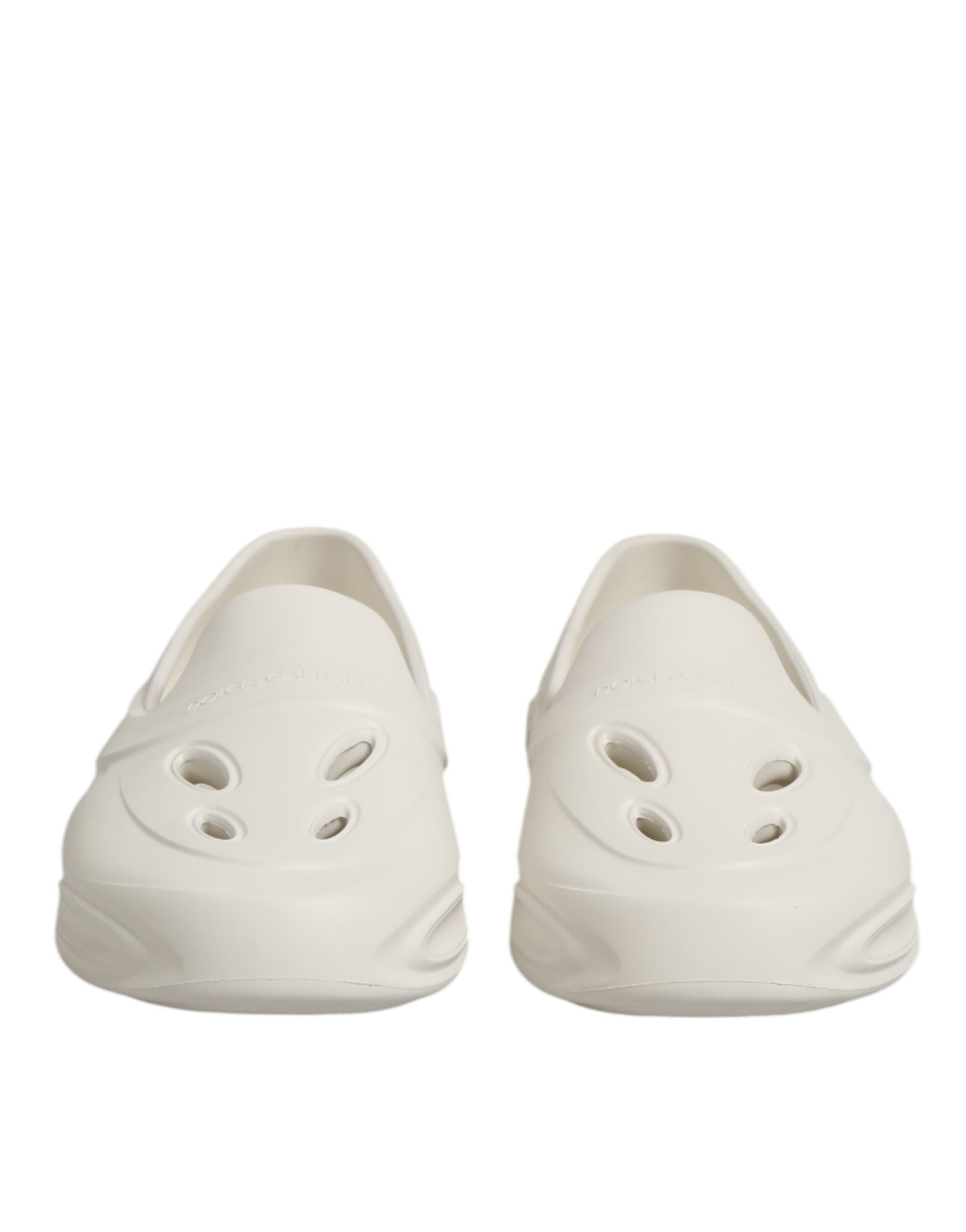 Dolce & Gabbana White Rubber Slides Low Top Sneakers Shoes Curated Luxury Accessories by Orvyn