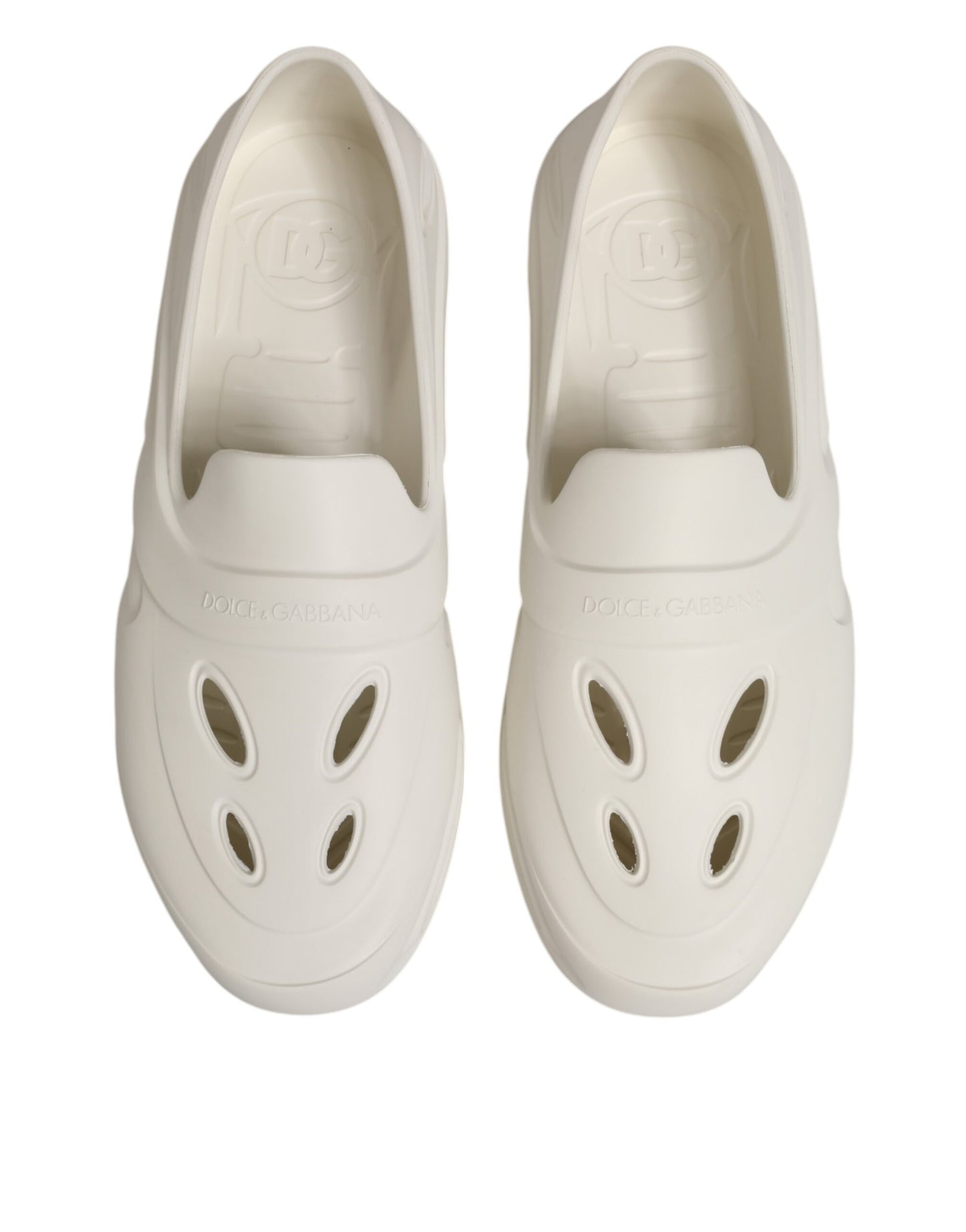 Dolce & Gabbana White Rubber Slides Low Top Sneakers Shoes Curated Luxury Accessories by Orvyn