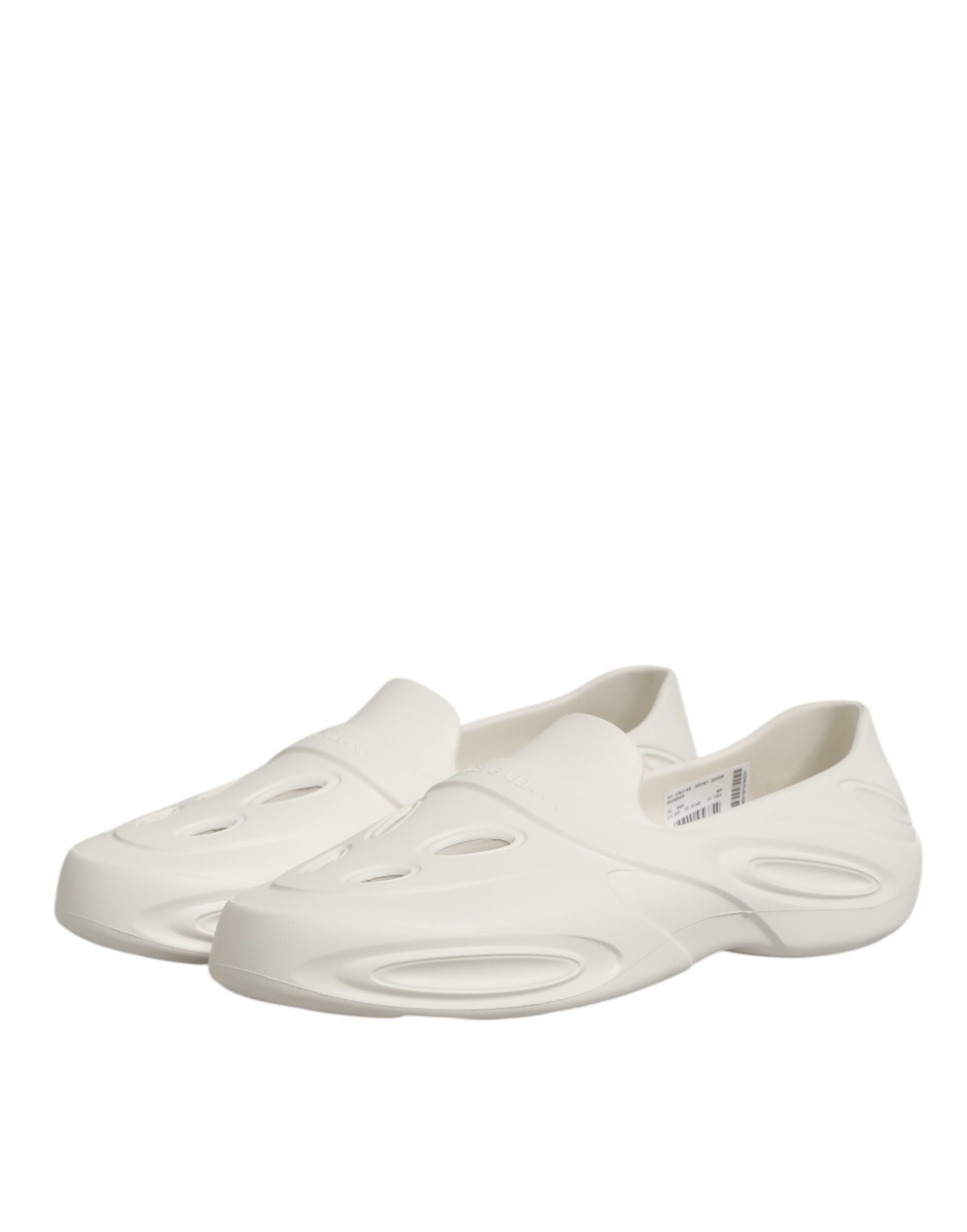 Dolce & Gabbana White Rubber Slides Low Top Sneakers Shoes Curated Luxury Accessories by Orvyn