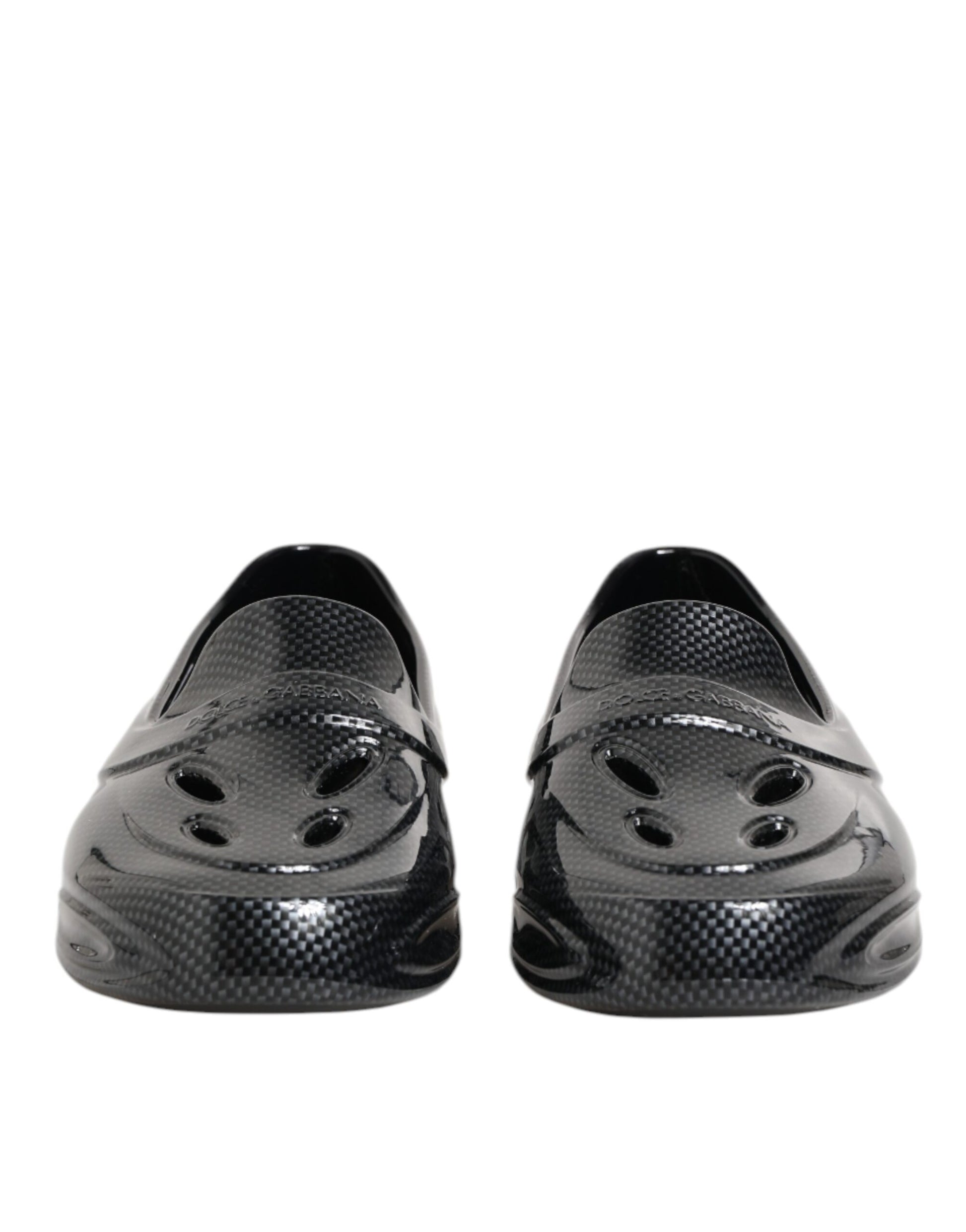 Dolce & Gabbana Black Rubber Slides Low Top Sneakers Shoes Curated Luxury Accessories by Orvyn