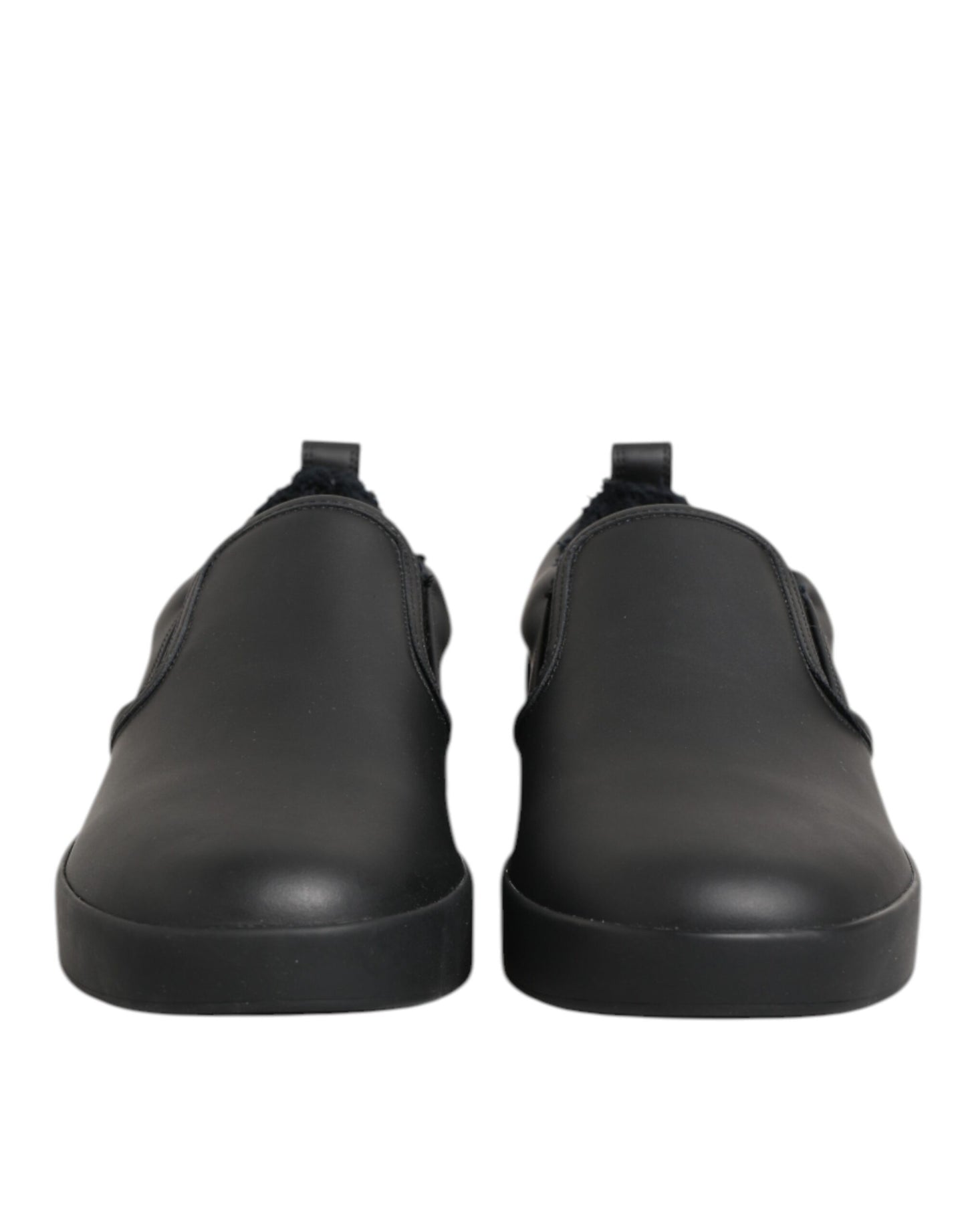 Dolce & Gabbana Black Leather Low Top Slip On Sneakers Shoes Curated Luxury Accessories by Orvyn