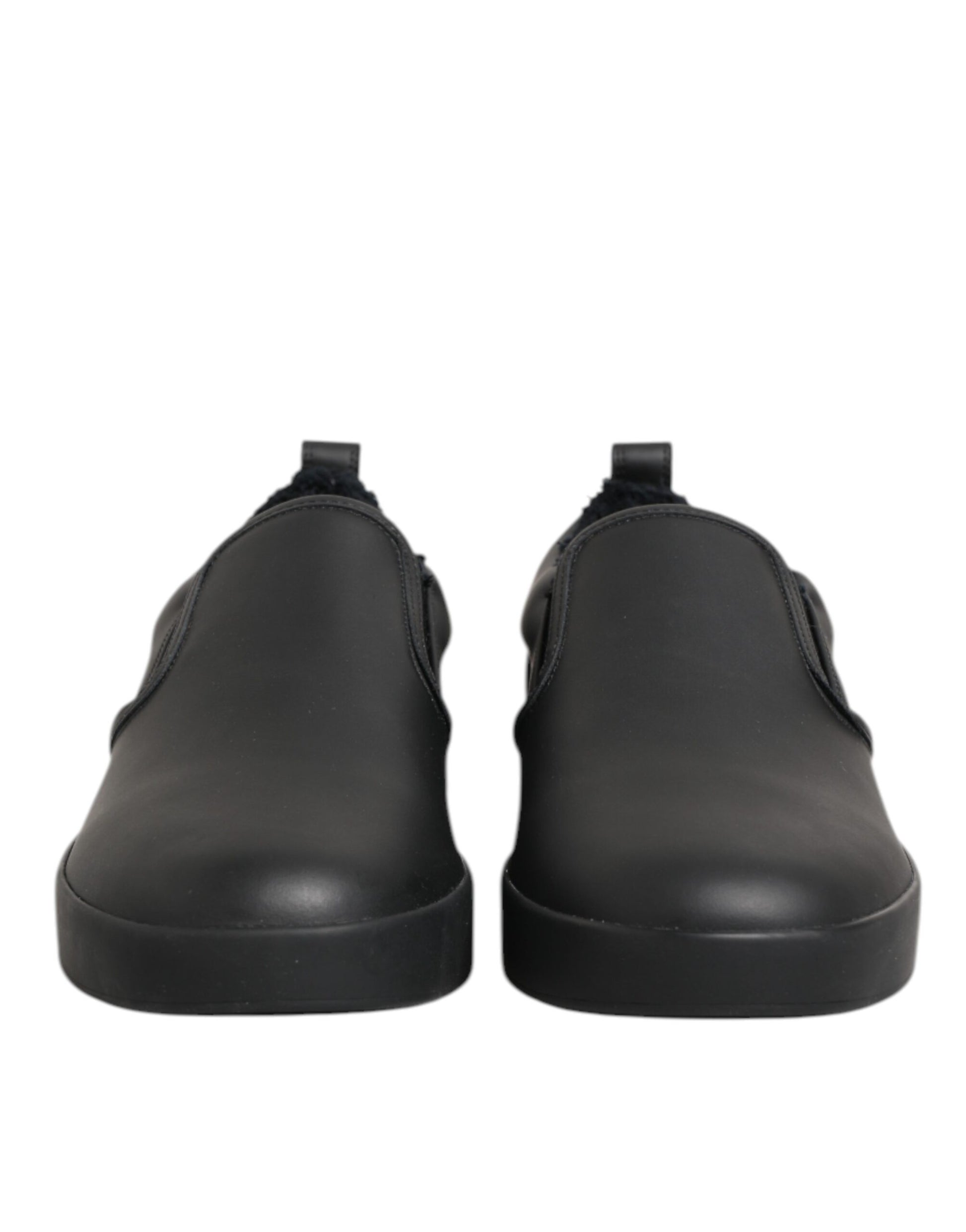 Dolce & Gabbana Black Leather Low Top Slip On Sneakers Shoes Curated Luxury Accessories by Orvyn
