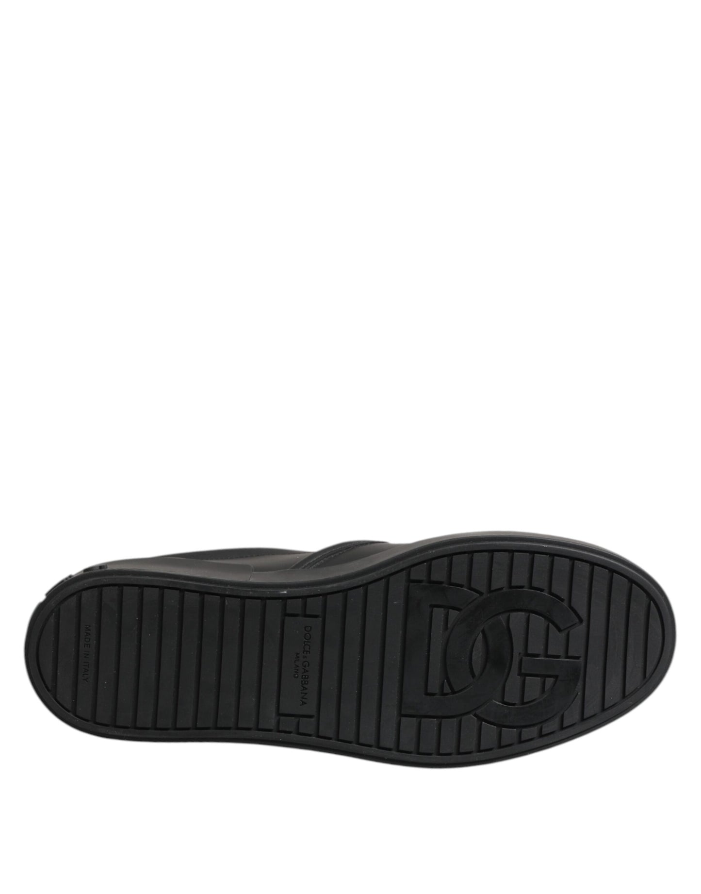 Dolce & Gabbana Black Leather Low Top Slip On Sneakers Shoes Curated Luxury Accessories by Orvyn