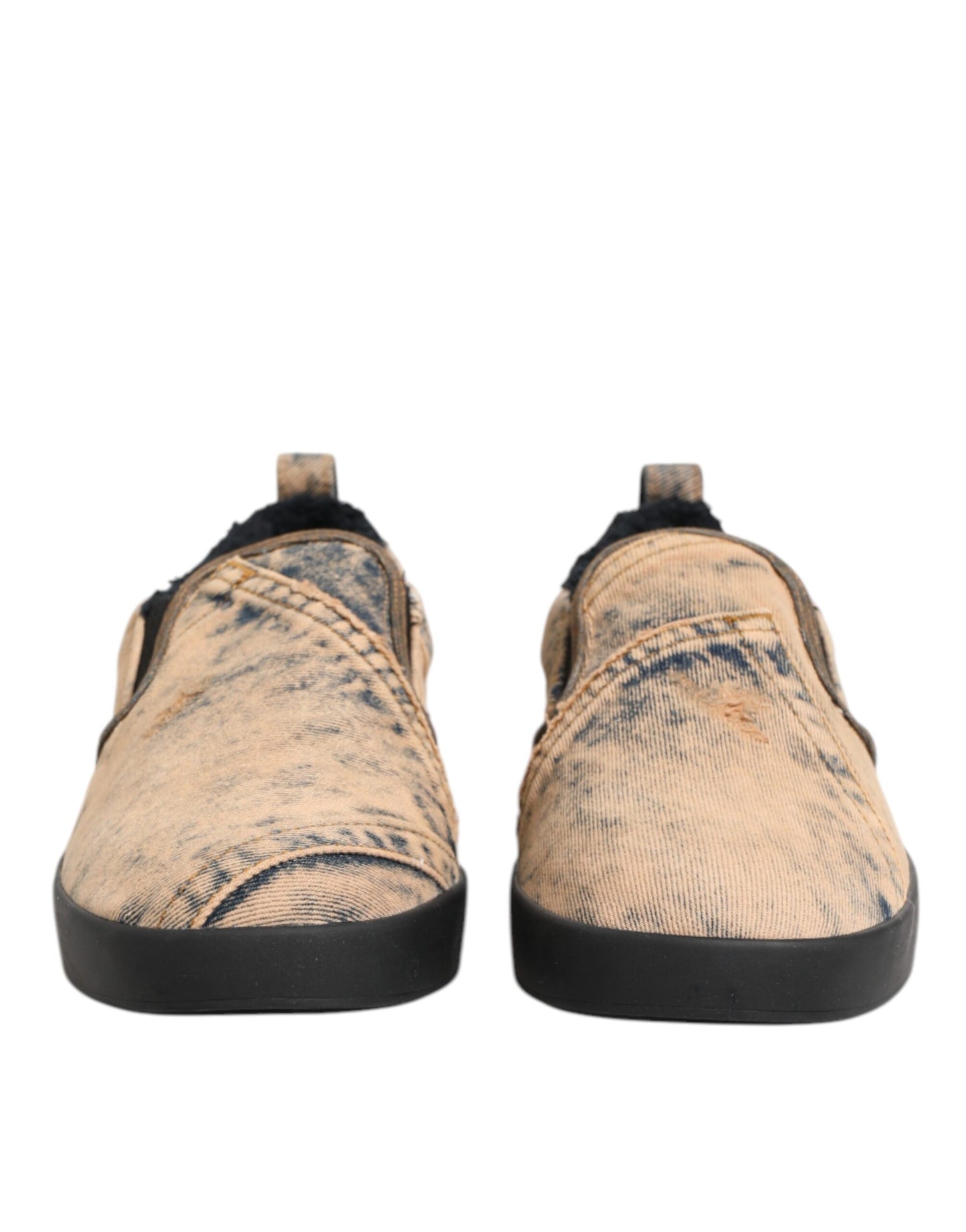 Dolce & Gabbana Beige Cotton Low Top Slip On Sneakers Shoes Curated Luxury Accessories by Orvyn