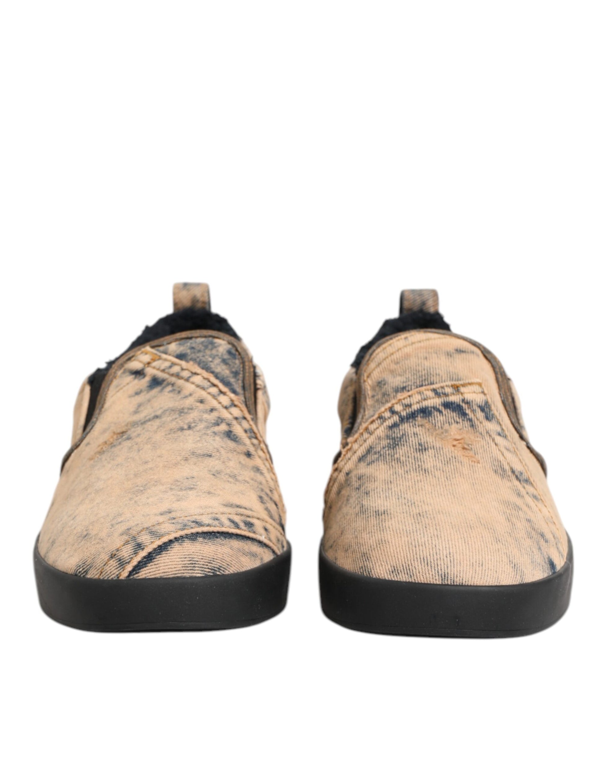 Dolce & Gabbana Beige Cotton Low Top Slip On Sneakers Shoes Curated Luxury Accessories by Orvyn
