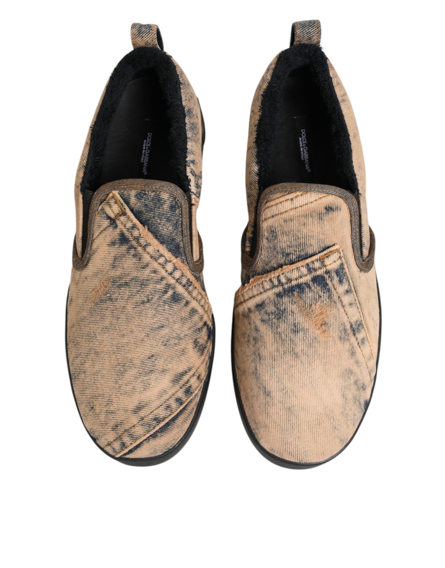 Dolce & Gabbana Beige Cotton Low Top Slip On Sneakers Shoes Curated Luxury Accessories by Orvyn