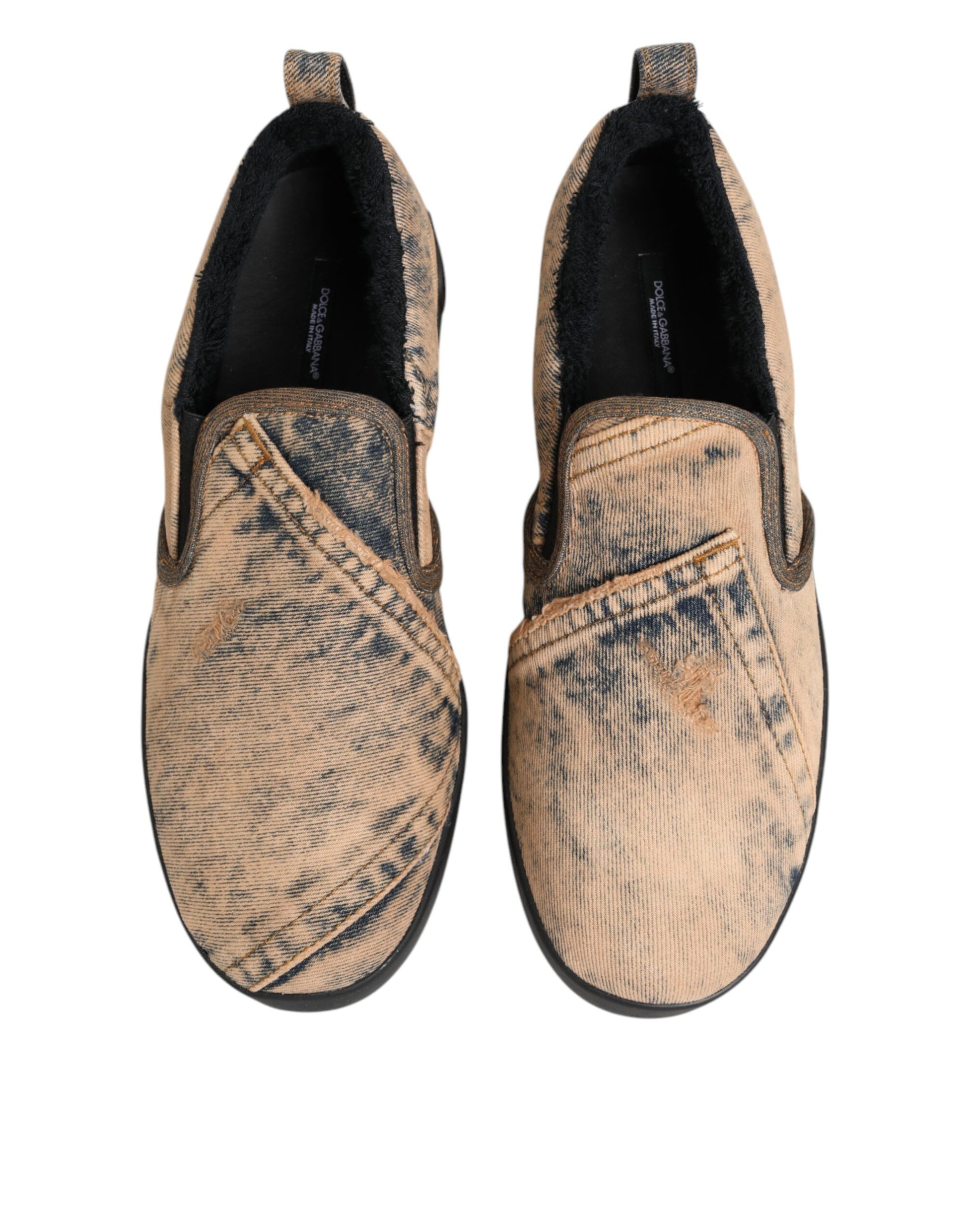 Dolce & Gabbana Beige Cotton Low Top Slip On Sneakers Shoes Curated Luxury Accessories by Orvyn