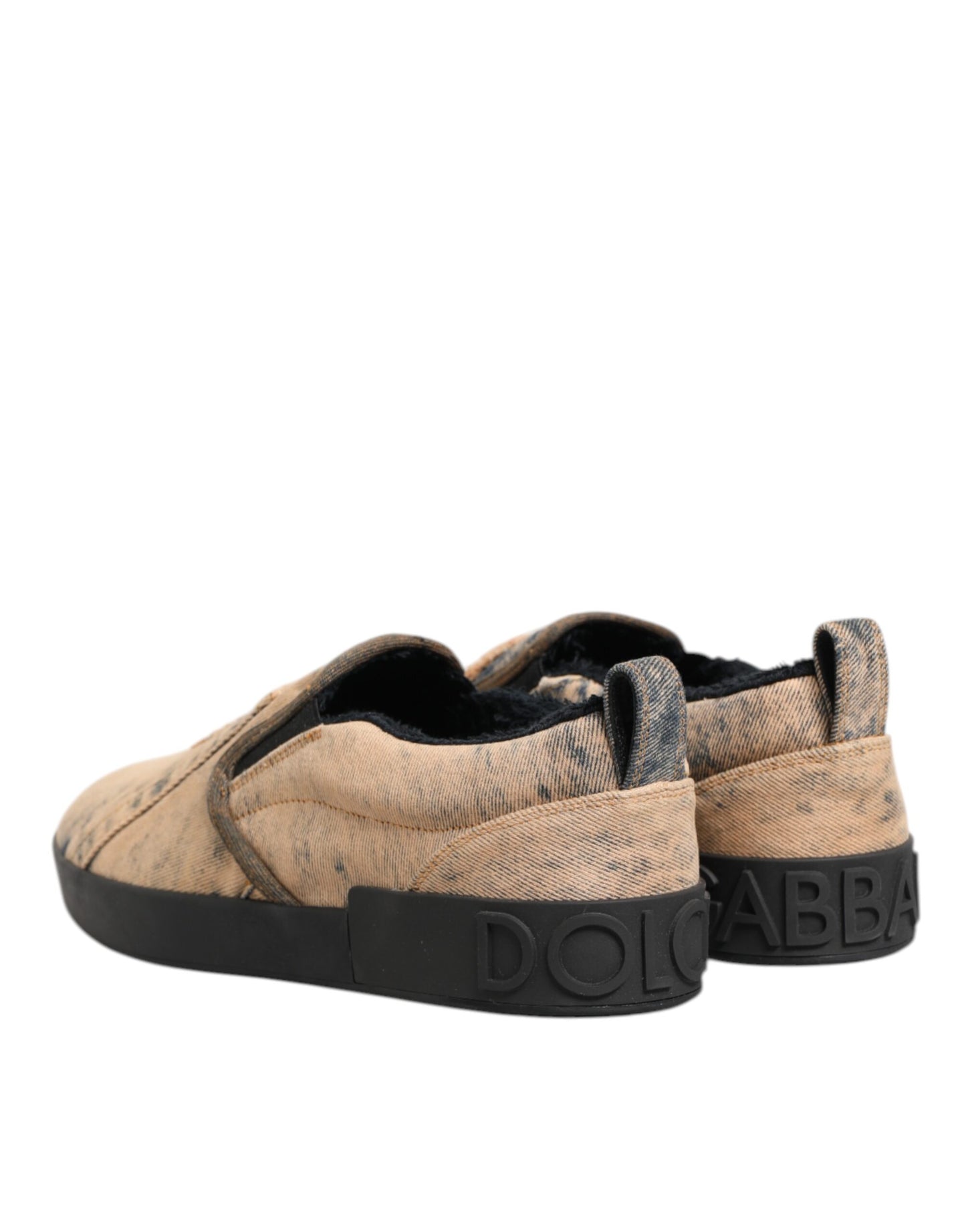 Dolce & Gabbana Beige Cotton Low Top Slip On Sneakers Shoes Curated Luxury Accessories by Orvyn