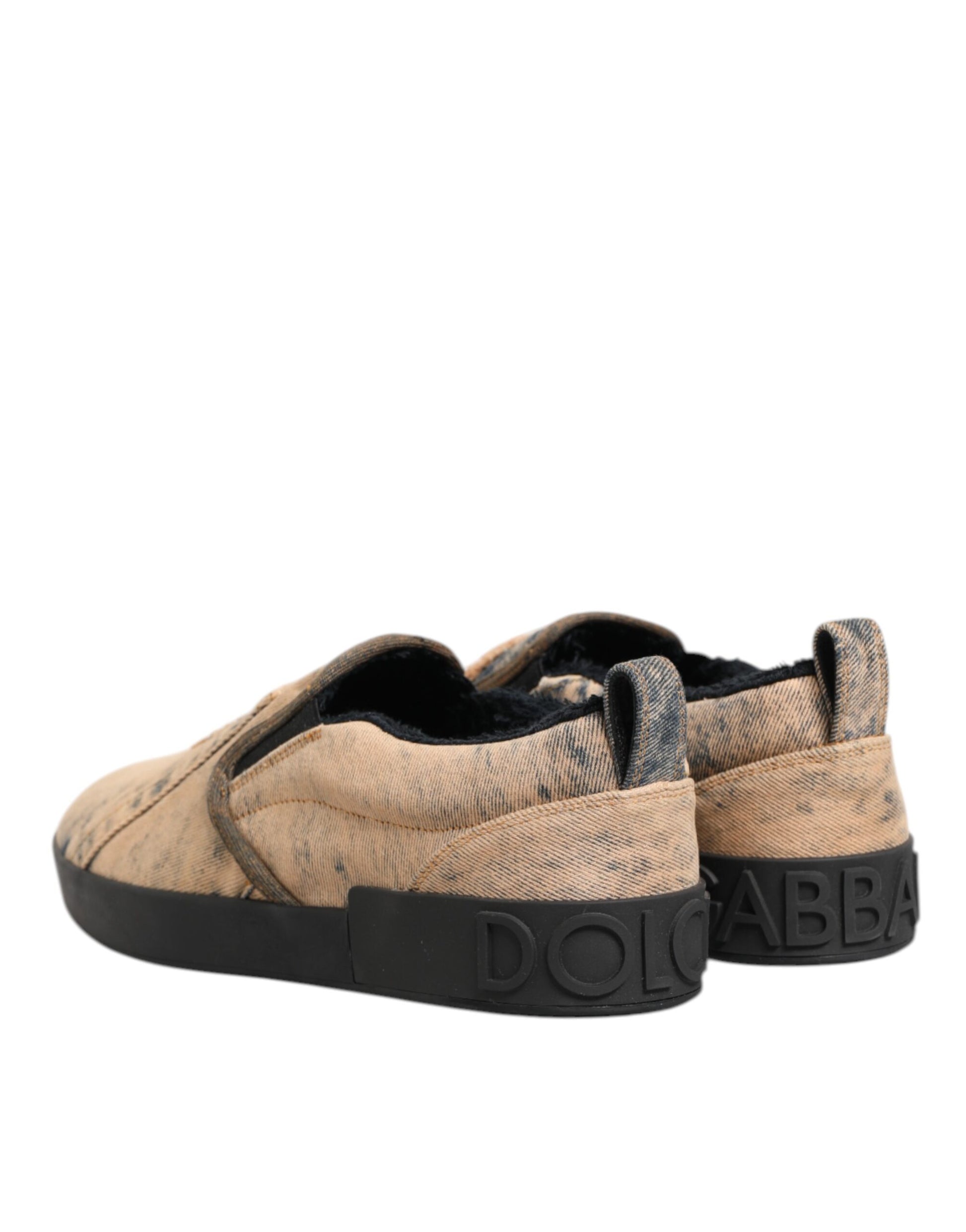 Dolce & Gabbana Beige Cotton Low Top Slip On Sneakers Shoes Curated Luxury Accessories by Orvyn