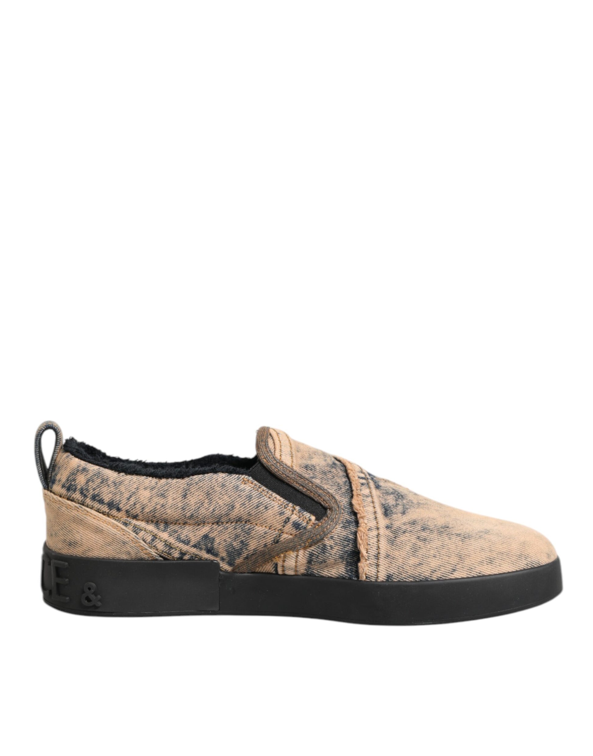 Dolce & Gabbana Beige Cotton Low Top Slip On Sneakers Shoes Curated Luxury Accessories by Orvyn