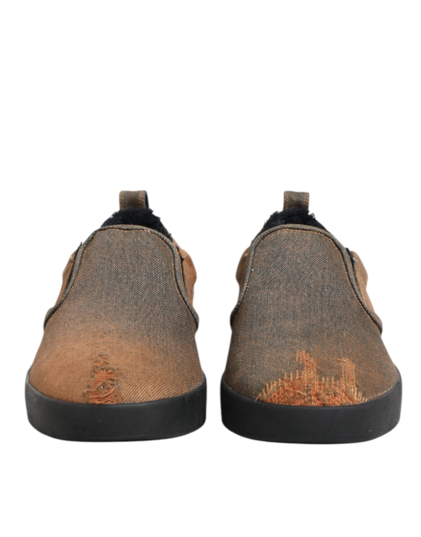 Dolce & Gabbana Brown Cotton Low Top Slip On Sneakers Shoes Curated Luxury Accessories by Orvyn