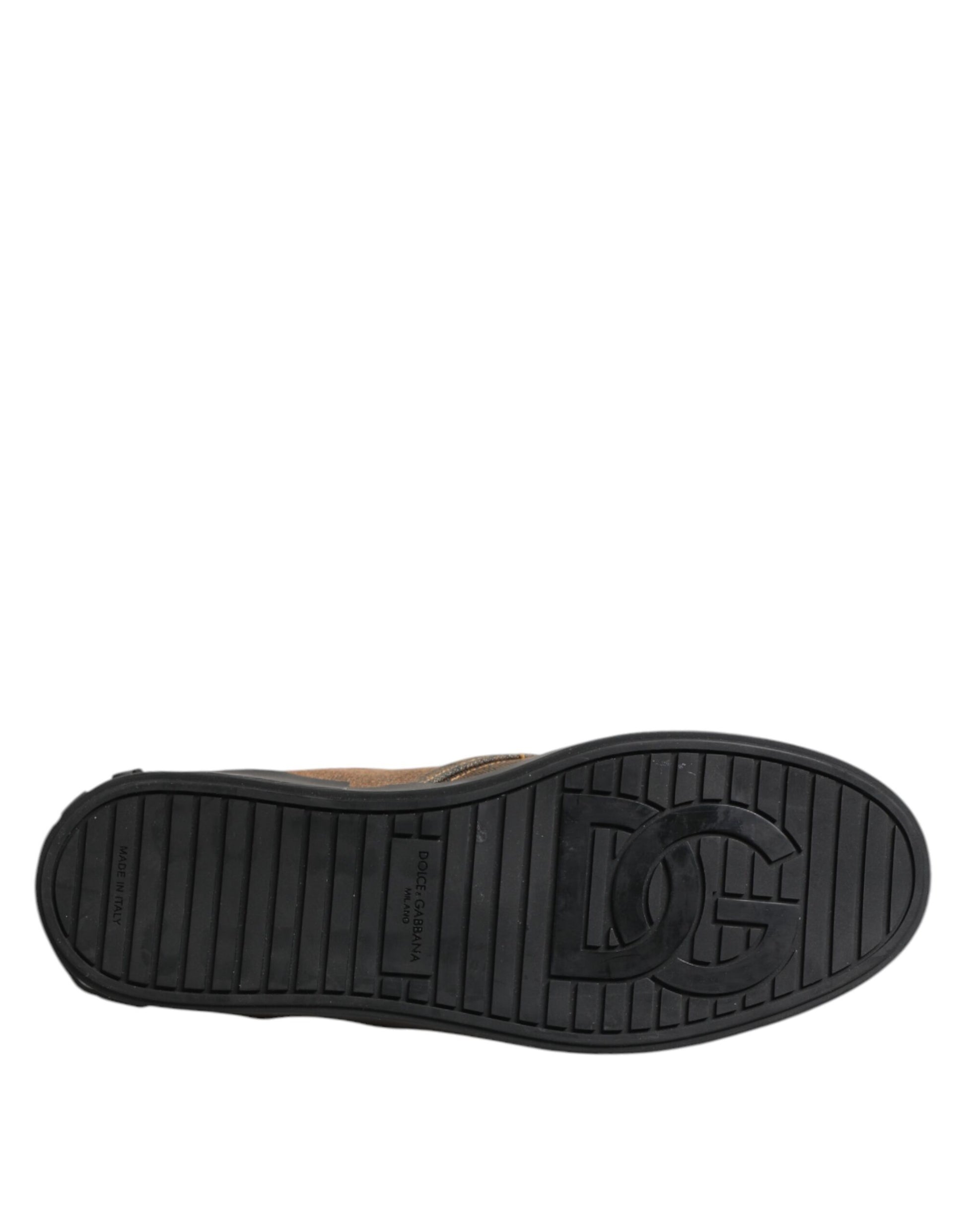 Dolce & Gabbana Brown Cotton Low Top Slip On Sneakers Shoes Curated Luxury Accessories by Orvyn