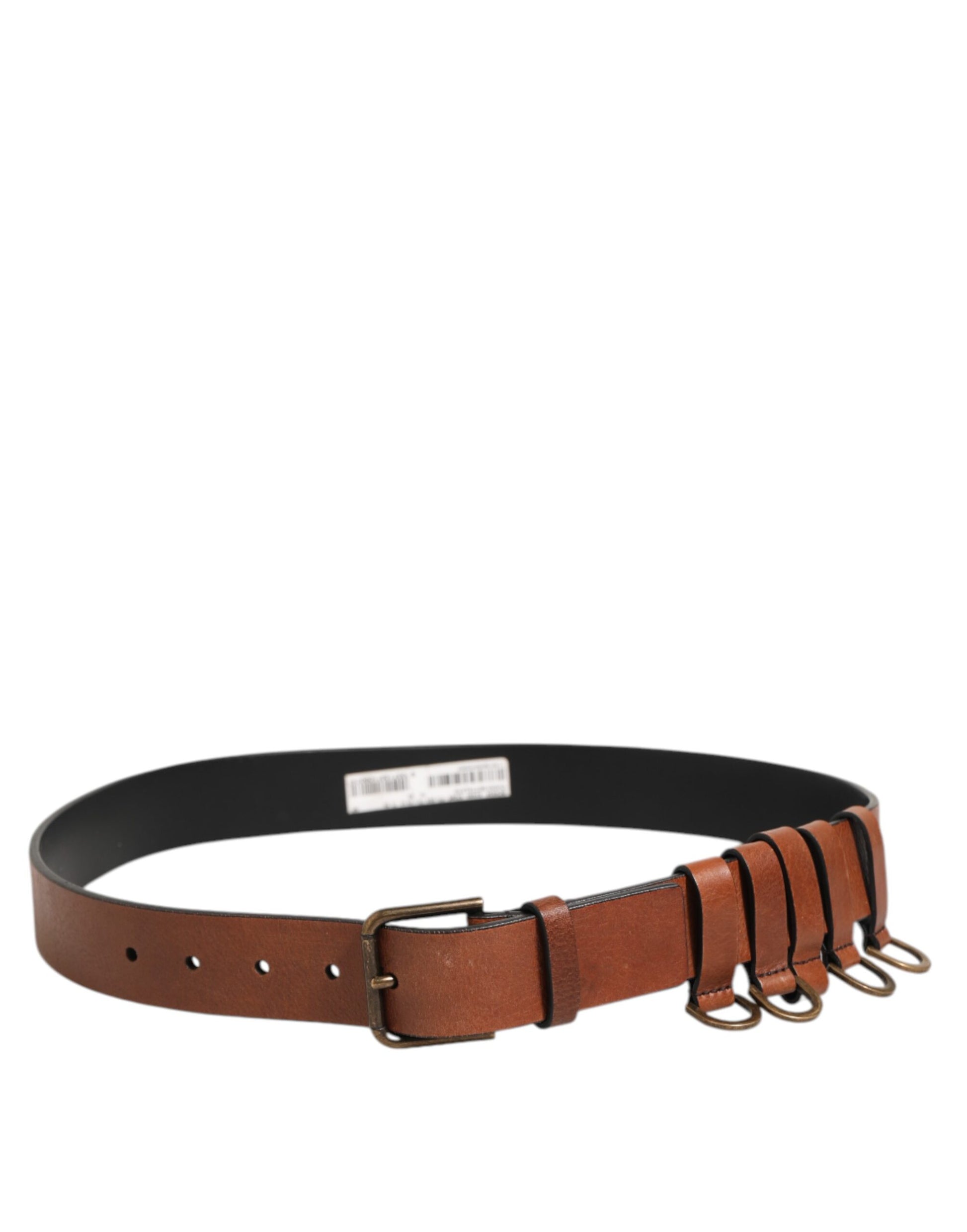 Dolce & Gabbana Brown Classic Gold Metal Logo Buckle Men Belt Curated Luxury Accessories by Orvyn