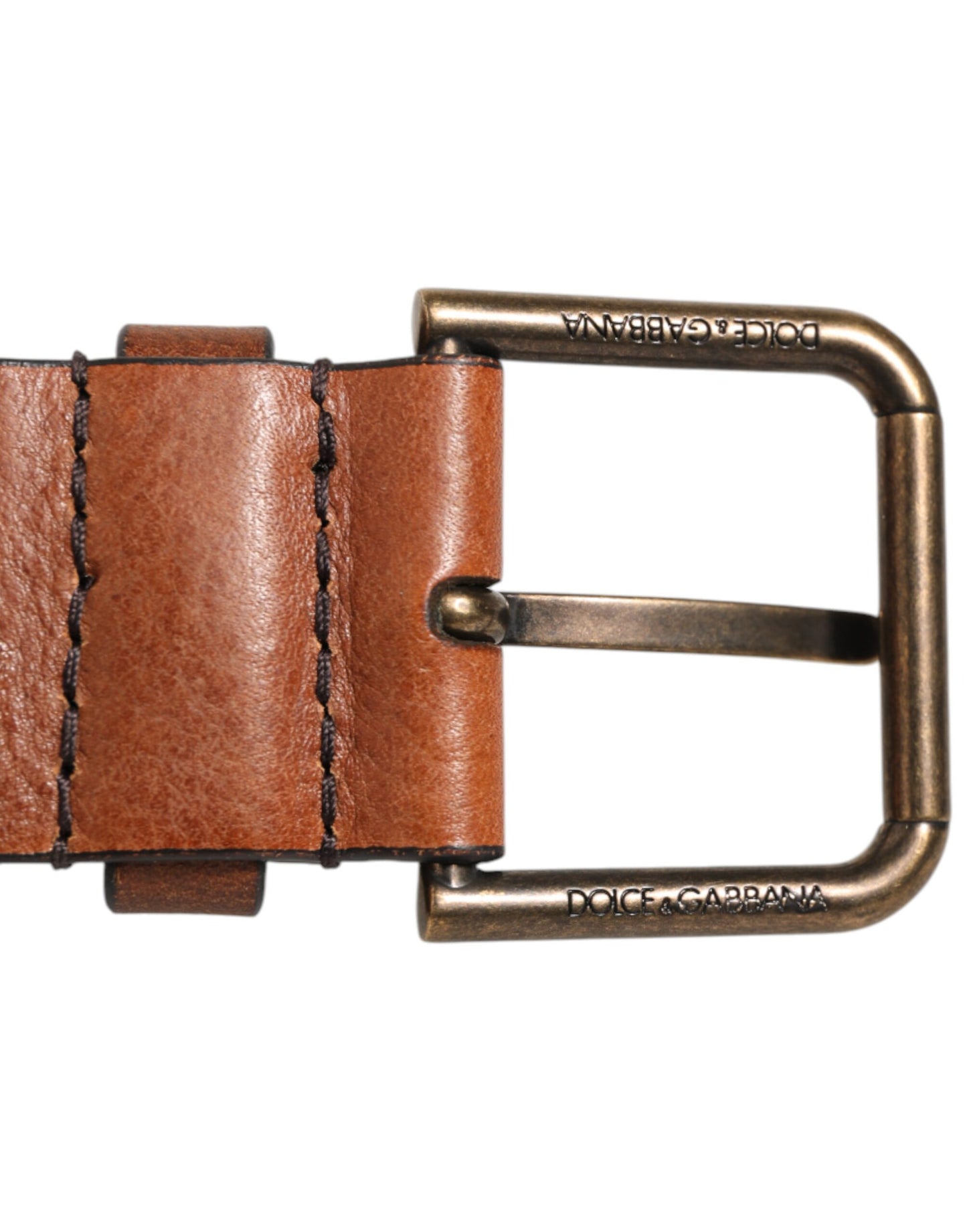 Dolce & Gabbana Brown Classic Gold Metal Logo Buckle Men Belt Curated Luxury Accessories by Orvyn