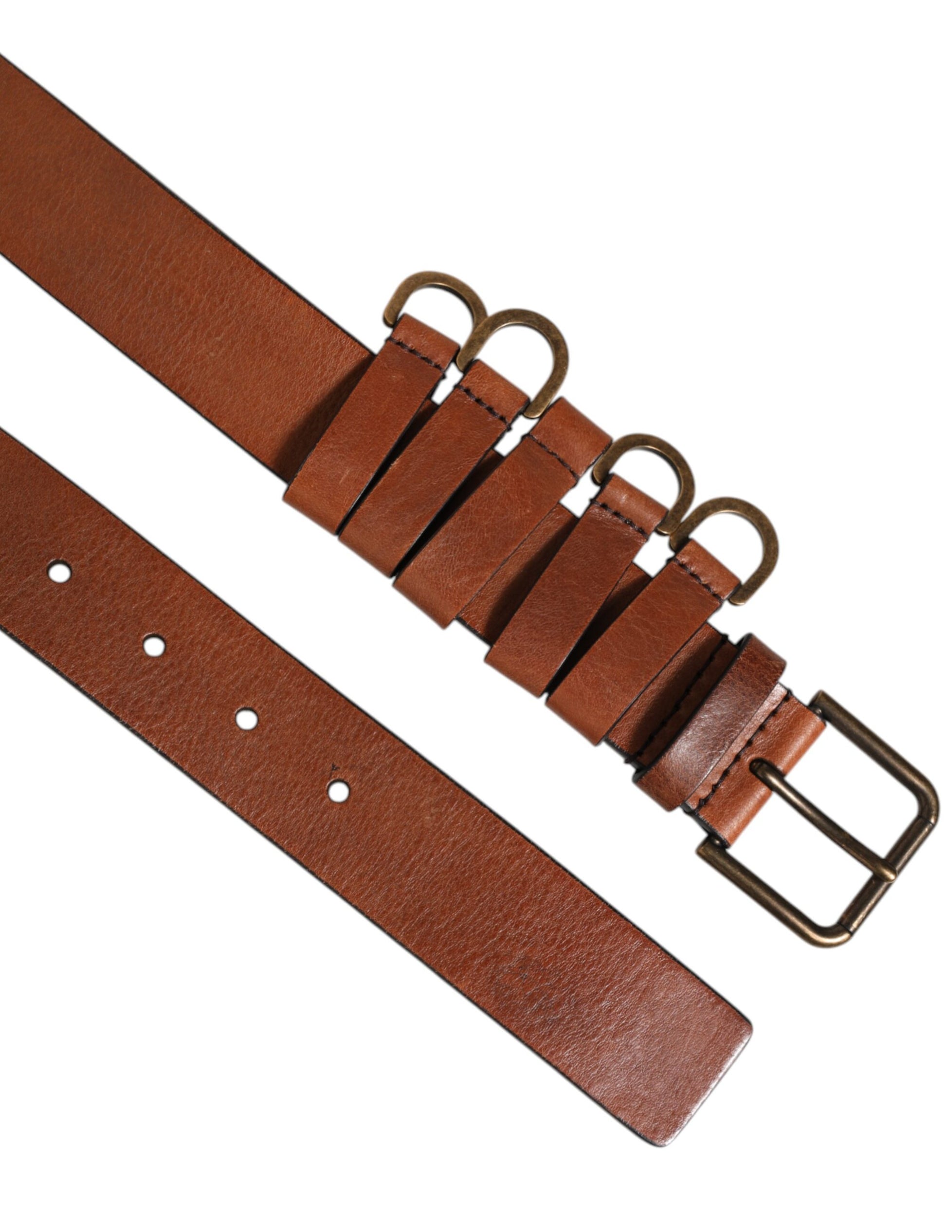 Dolce & Gabbana Brown Classic Gold Metal Logo Buckle Men Belt Curated Luxury Accessories by Orvyn