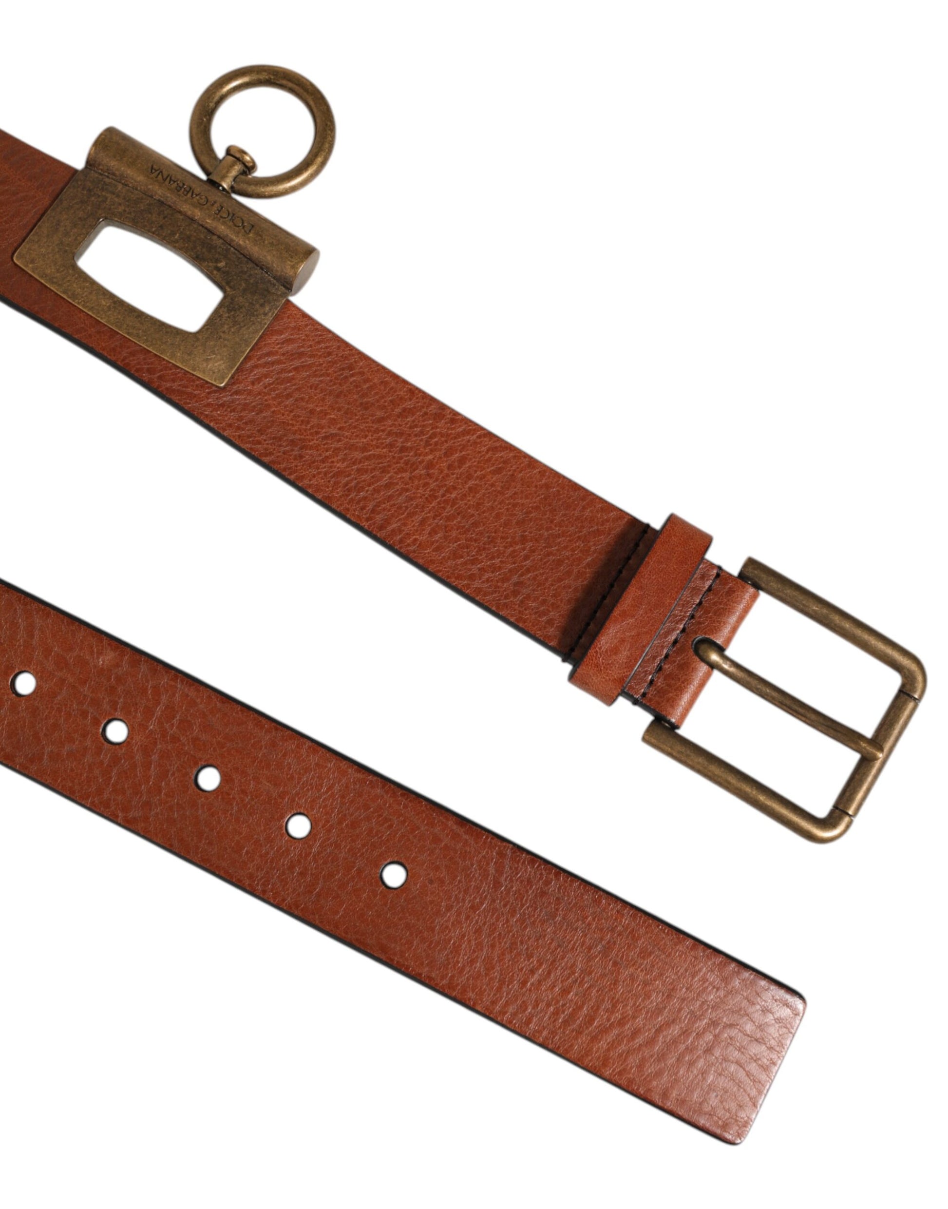 Dolce & Gabbana Brown Leather Side Rings Brass Buckle Belt Curated Luxury Accessories by Orvyn