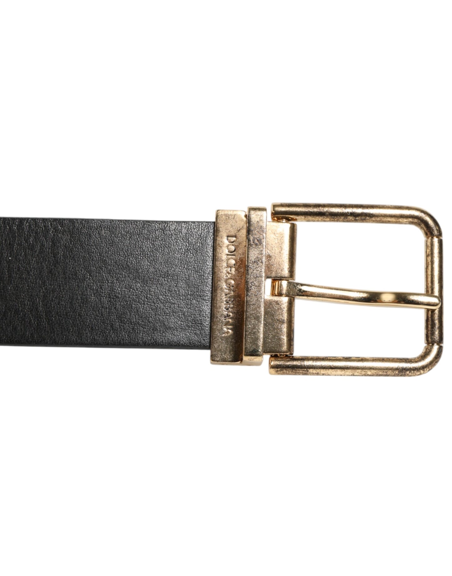 Dolce & Gabbana Black Leather Gold Silver Coin Buckle Belt Curated Luxury Accessories by Orvyn