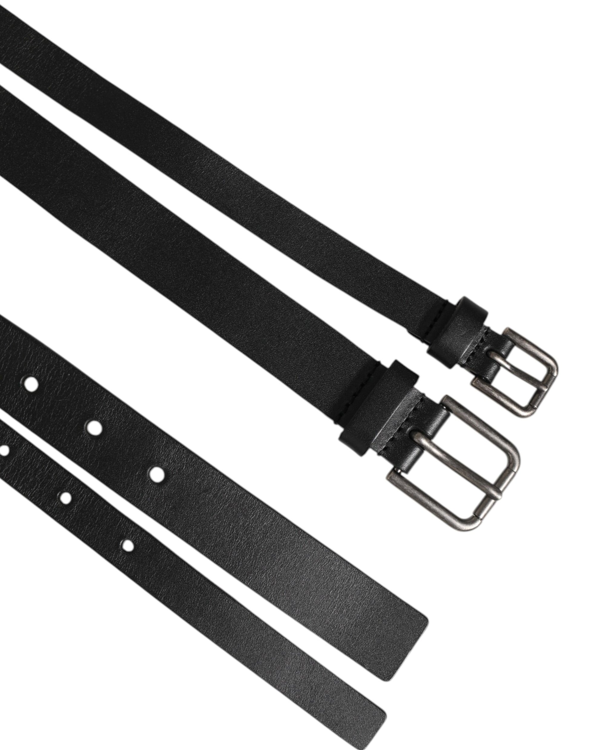 Dolce & Gabbana Black Double Strap Leather Buckle Men Belt Curated Luxury Accessories by Orvyn