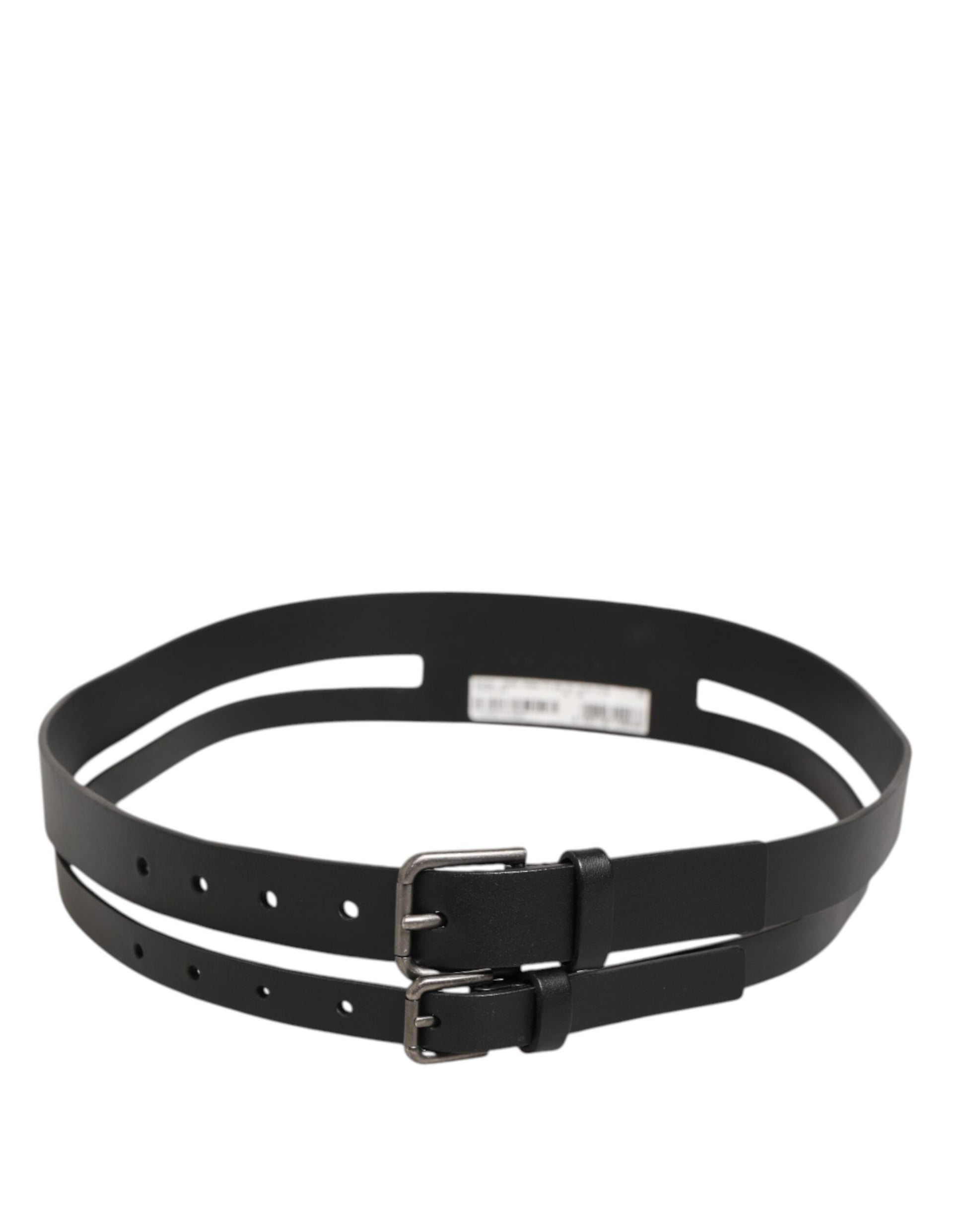 Dolce & Gabbana Black Double Strap Leather Buckle Men Belt Curated Luxury Accessories by Orvyn