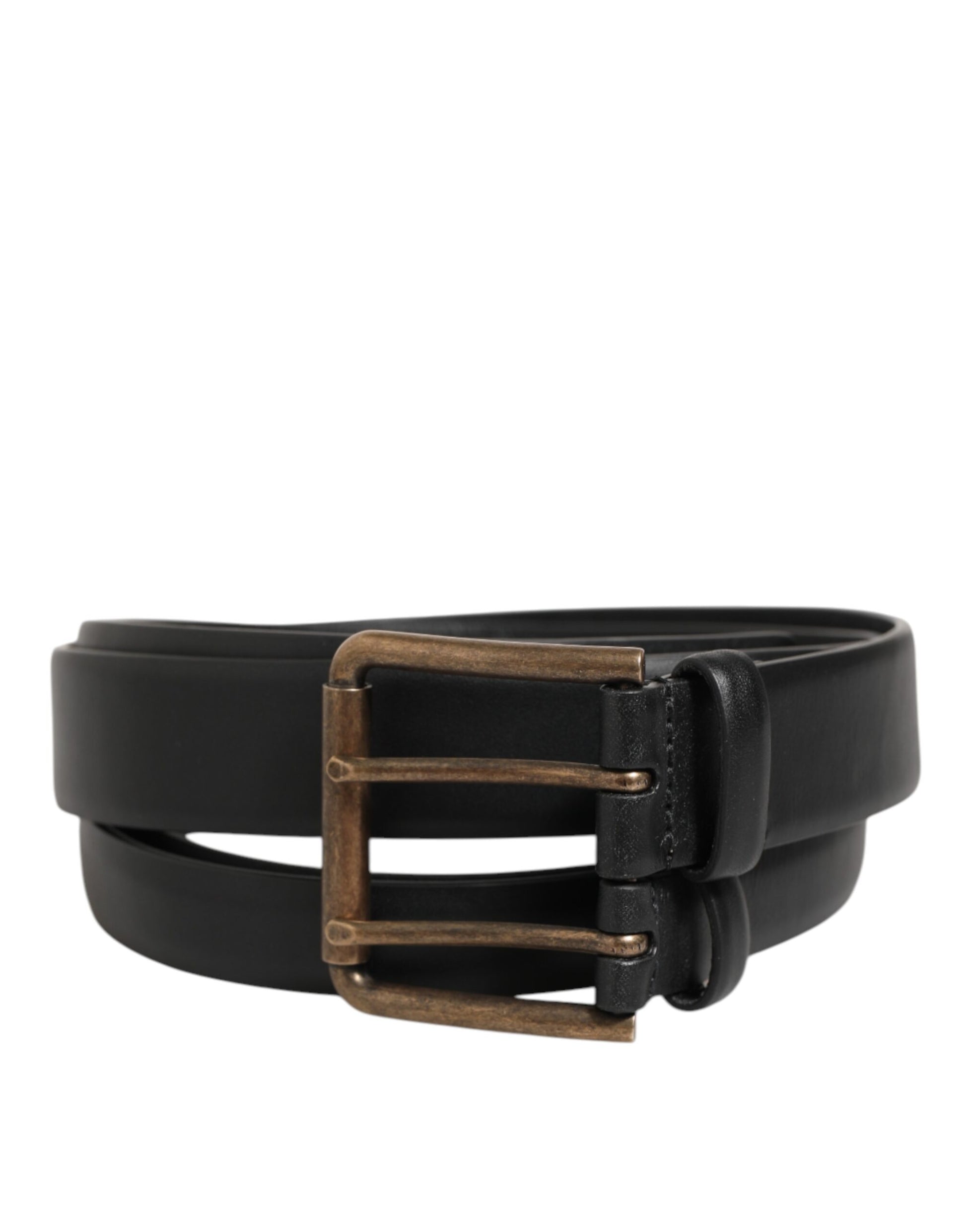 Dolce & Gabbana Black Double Strap Leather Brass Buckle Belt Curated Luxury Accessories by Orvyn