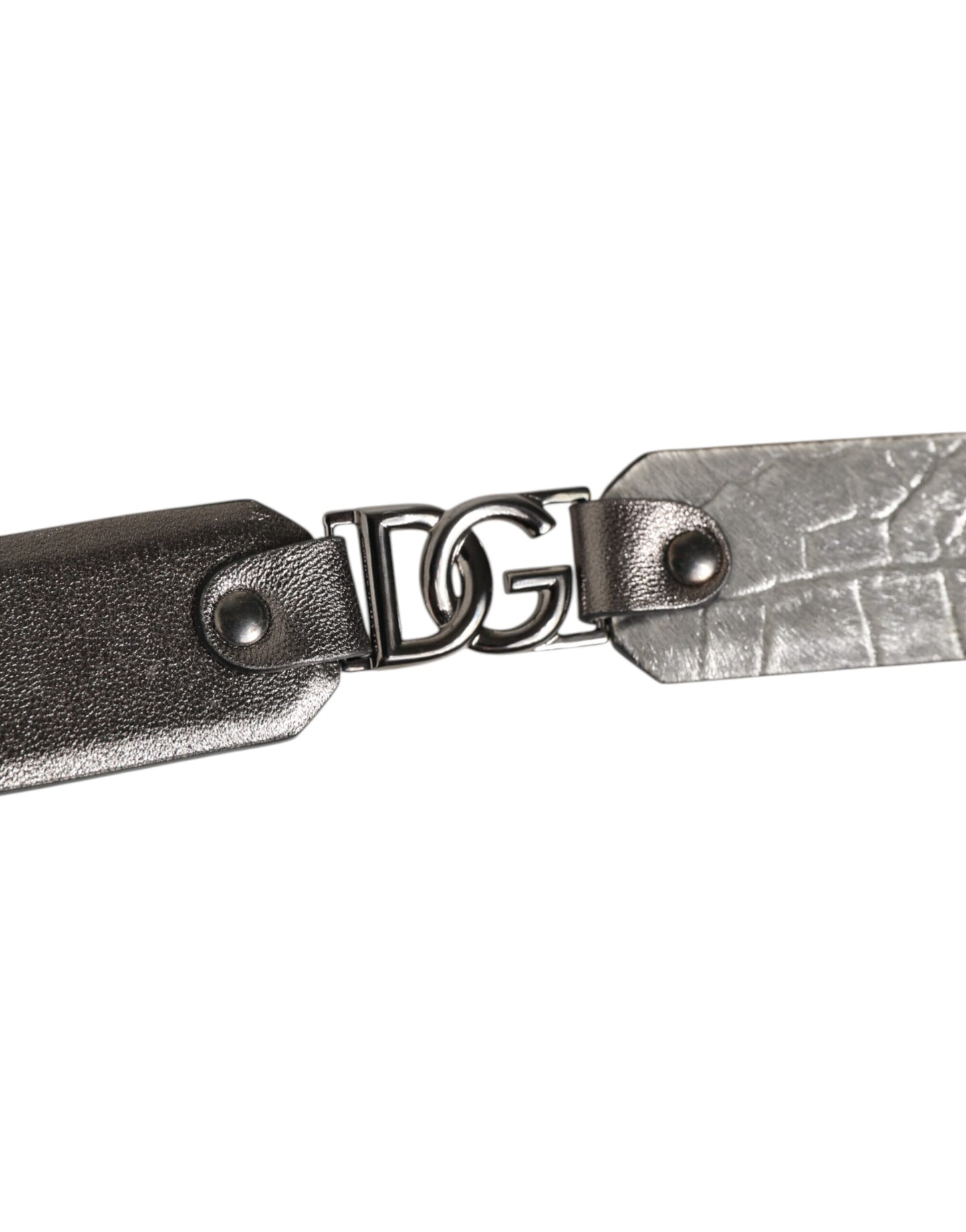Dolce & Gabbana Black Silver Pebbled Texture Leather Buckle Men Belt Curated Luxury Accessories by Orvyn