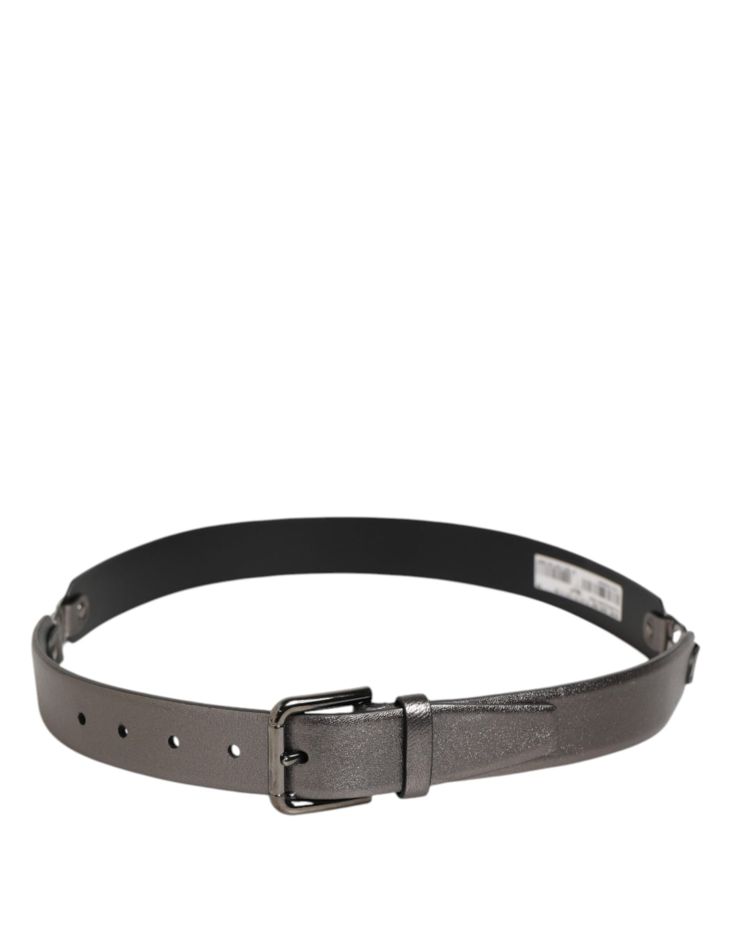 Dolce & Gabbana Black Silver Pebbled Texture Leather Buckle Men Belt Curated Luxury Accessories by Orvyn