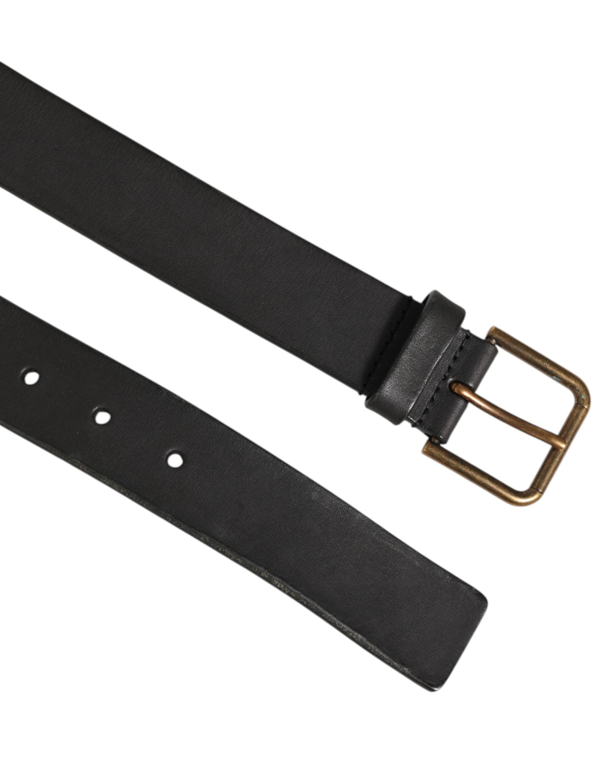 Dolce & Gabbana Black Leather Metal Buckle Classic Men Belt Curated Luxury Accessories by Orvyn