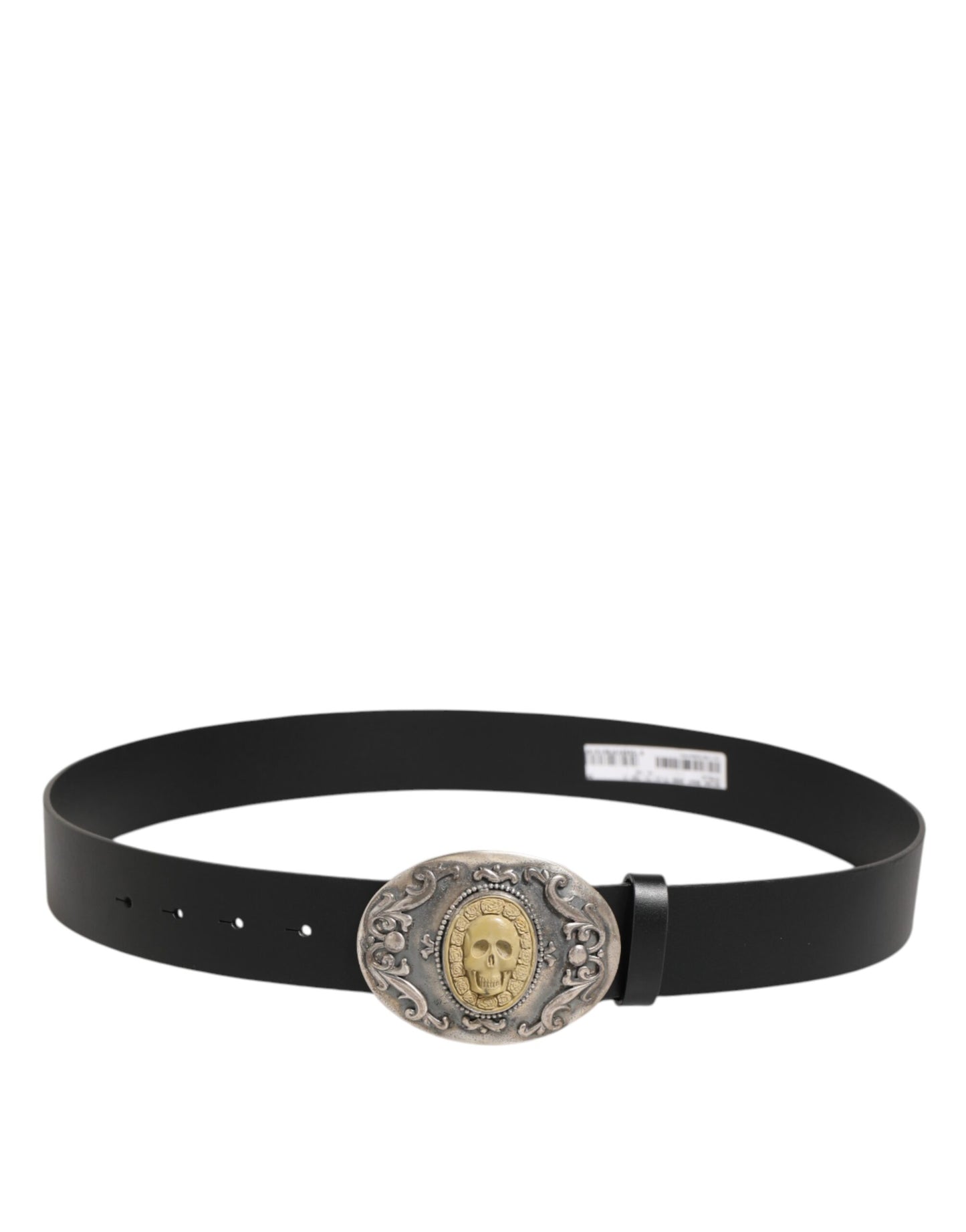 Dolce & Gabbana Black Leather Ornate Metal Buckle Men Belt Curated Luxury Accessories by Orvyn