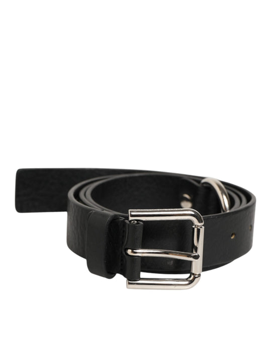 Dolce & Gabbana Black Leather Classic Metal Logo Buckle Belt Curated Luxury Accessories by Orvyn
