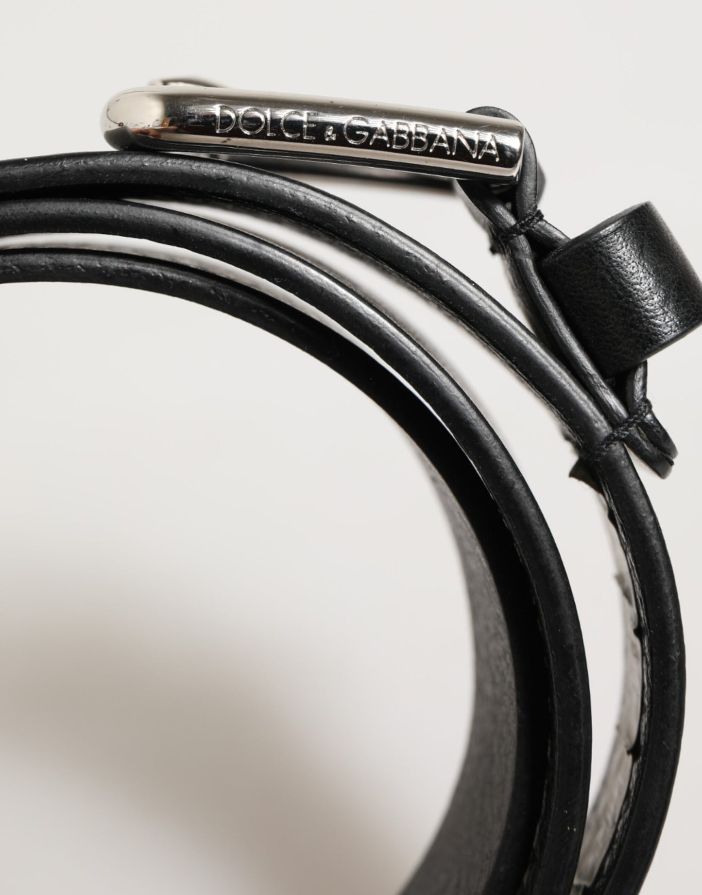 Dolce & Gabbana Black Leather Classic Metal Logo Buckle Belt Curated Luxury Accessories by Orvyn