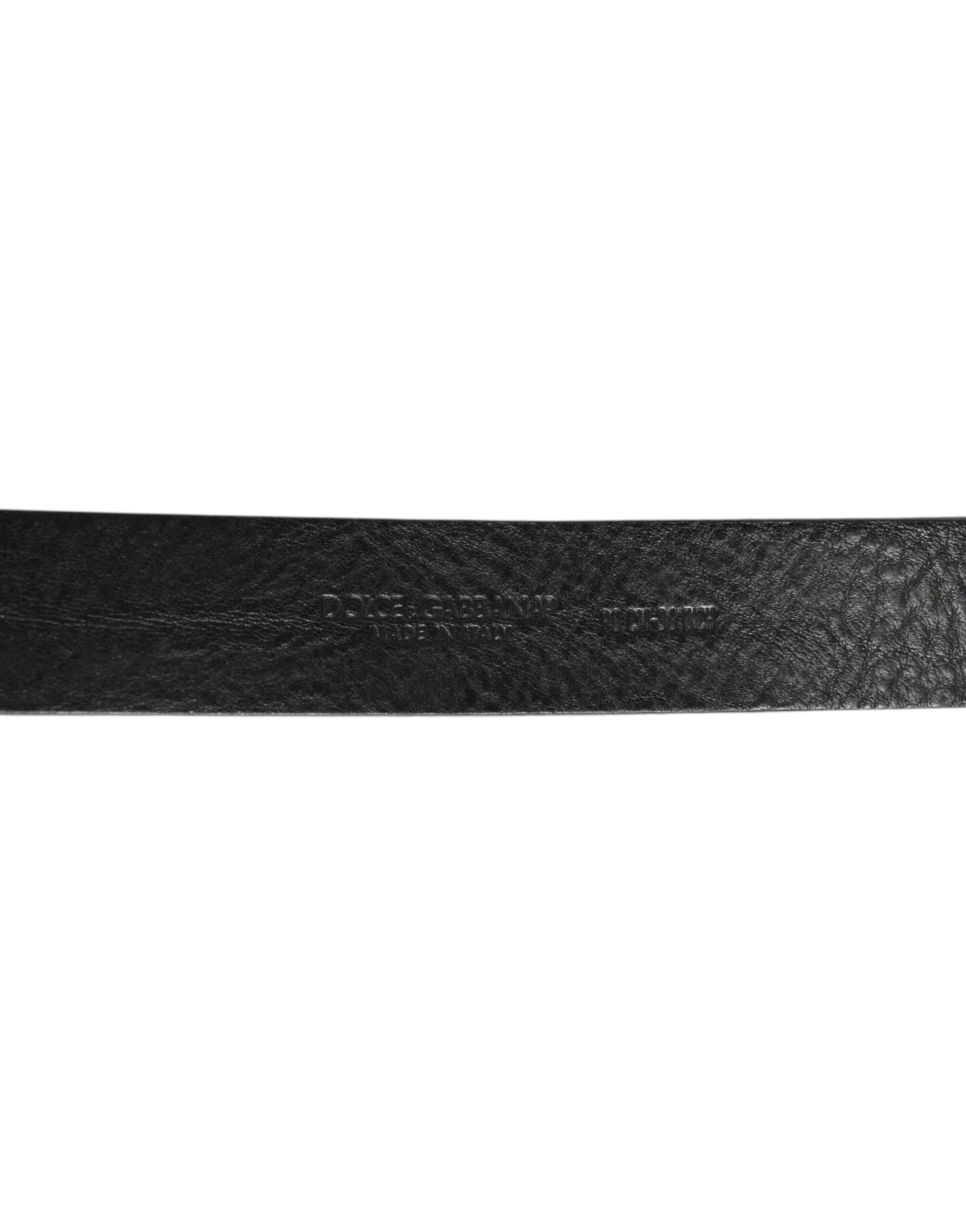 Dolce & Gabbana Black Leather Classic Metal Logo Buckle Belt Curated Luxury Accessories by Orvyn