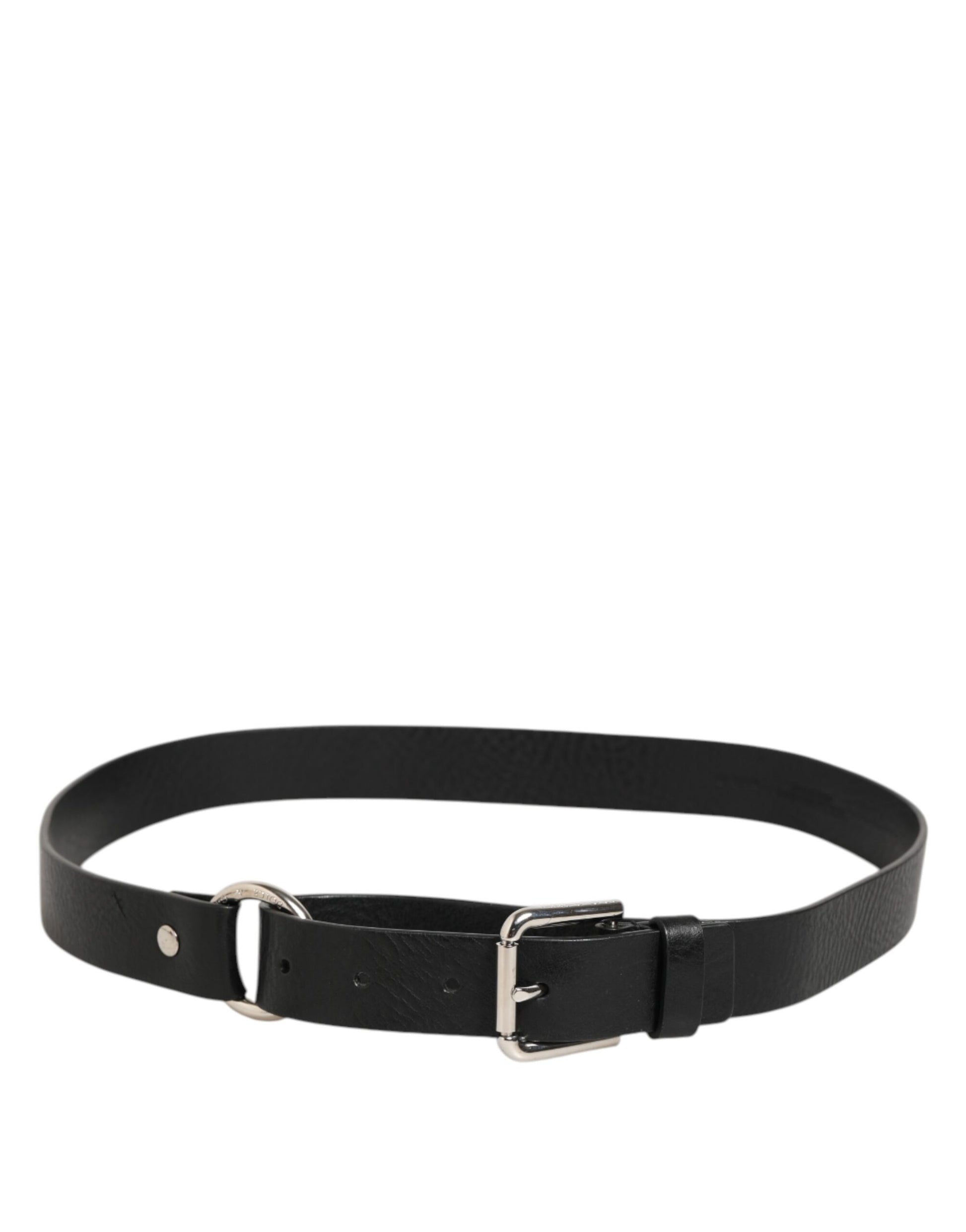 Dolce & Gabbana Black Leather Classic Metal Logo Buckle Belt Curated Luxury Accessories by Orvyn