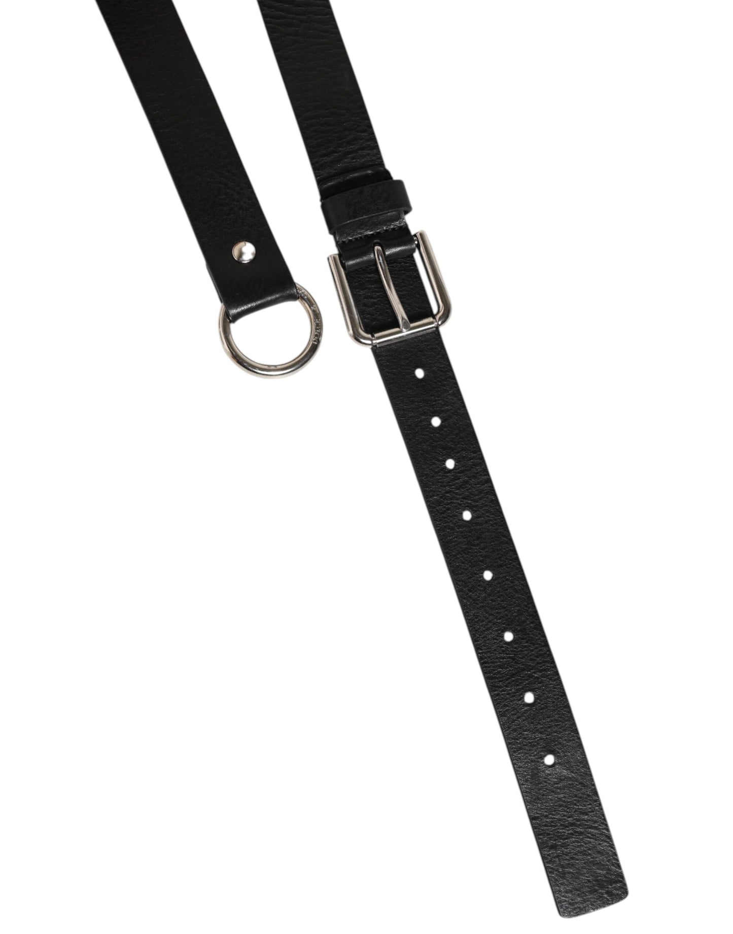 Dolce & Gabbana Black Leather Classic Metal Logo Buckle Belt Curated Luxury Accessories by Orvyn