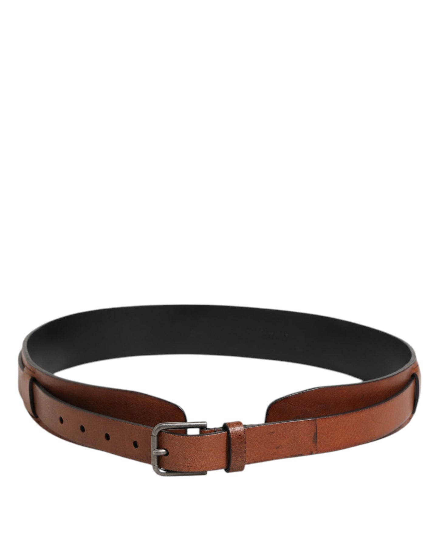 Dolce & Gabbana Brown Classic Gold Metal Logo Buckle Men Belt Curated Luxury Accessories by Orvyn