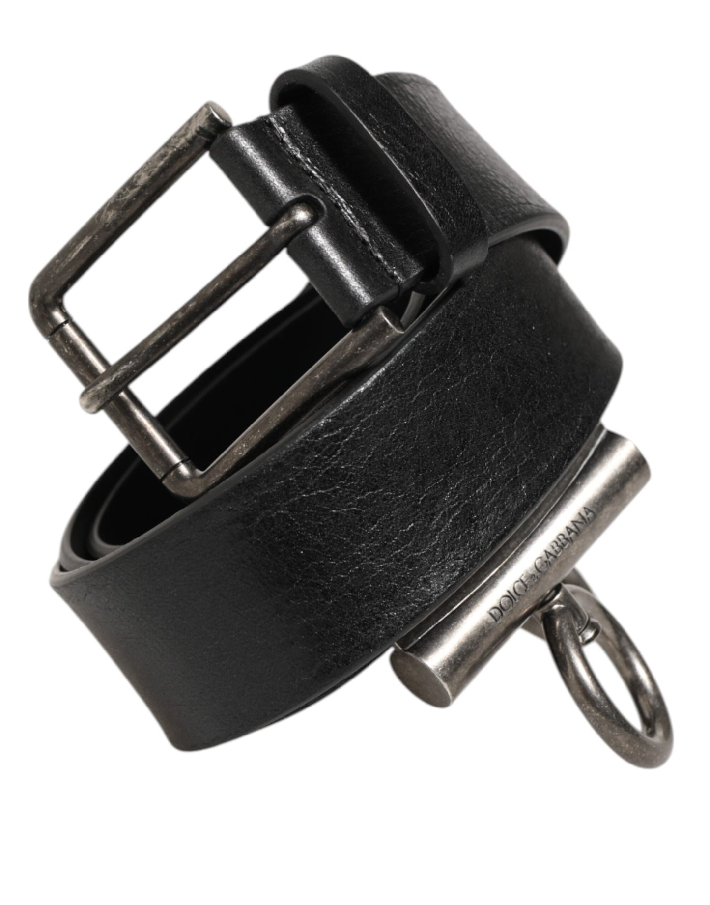 Dolce & Gabbana Black Leather Side Rings Brass Buckle Belt Curated Luxury Accessories by Orvyn