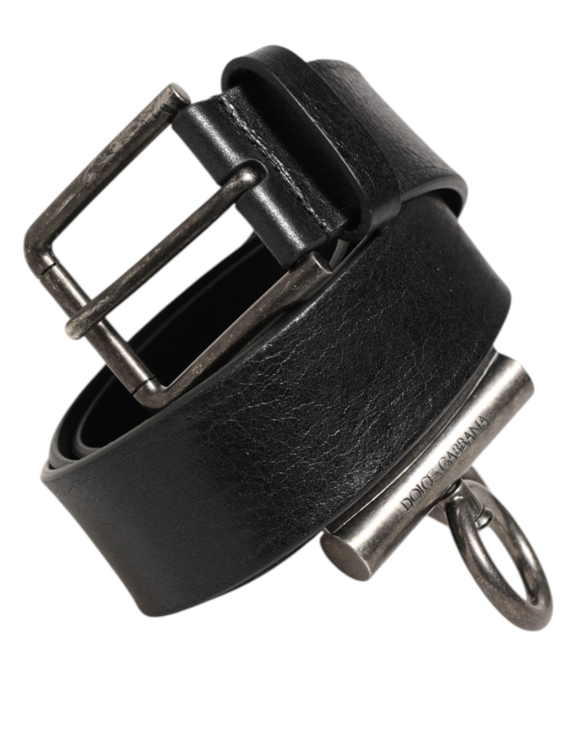 Dolce & Gabbana Black Leather Side Rings Brass Buckle Belt Curated Luxury Accessories by Orvyn