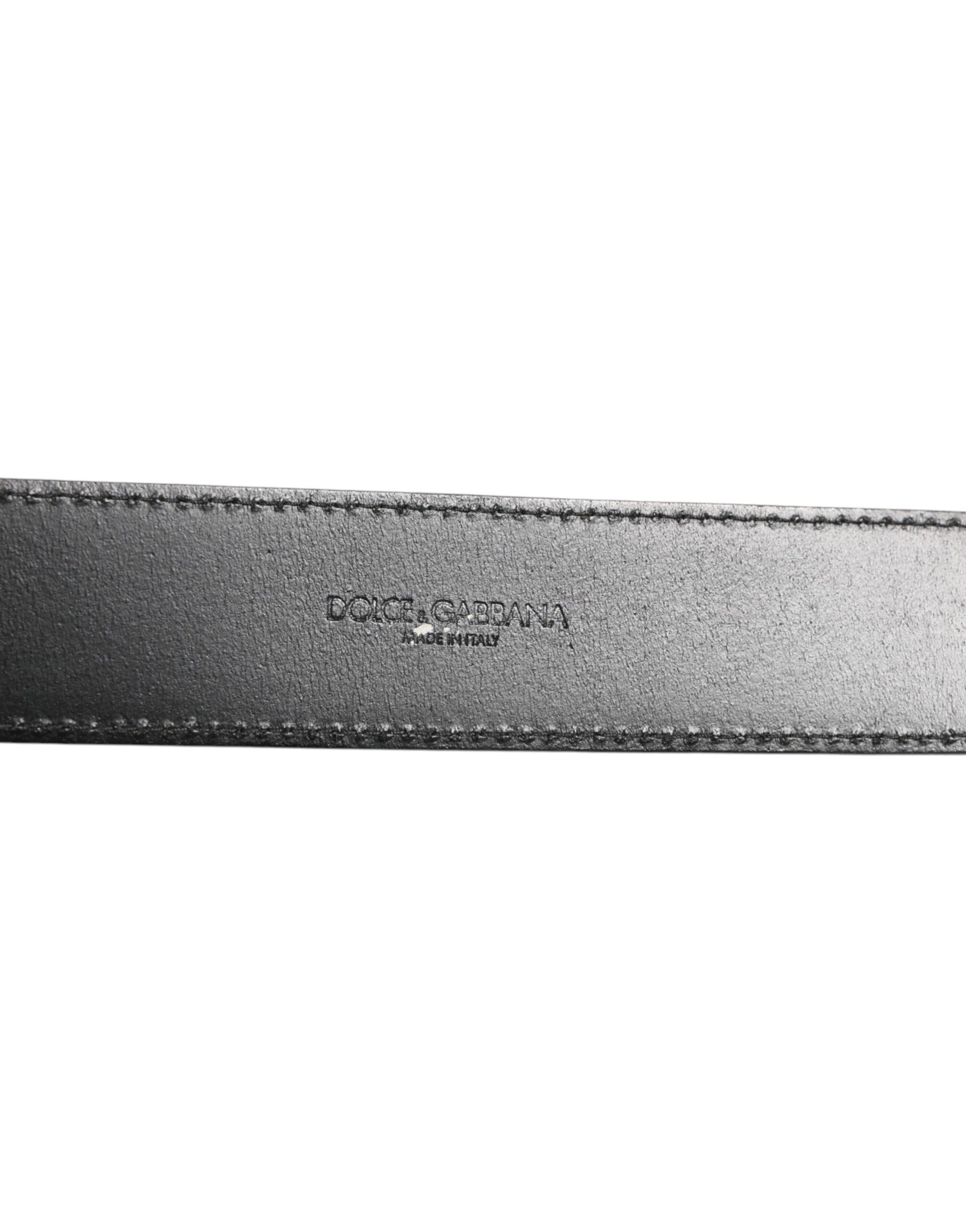 Dolce & Gabbana Black Leather Classic Metal Logo Buckle Belt Curated Luxury Accessories by Orvyn