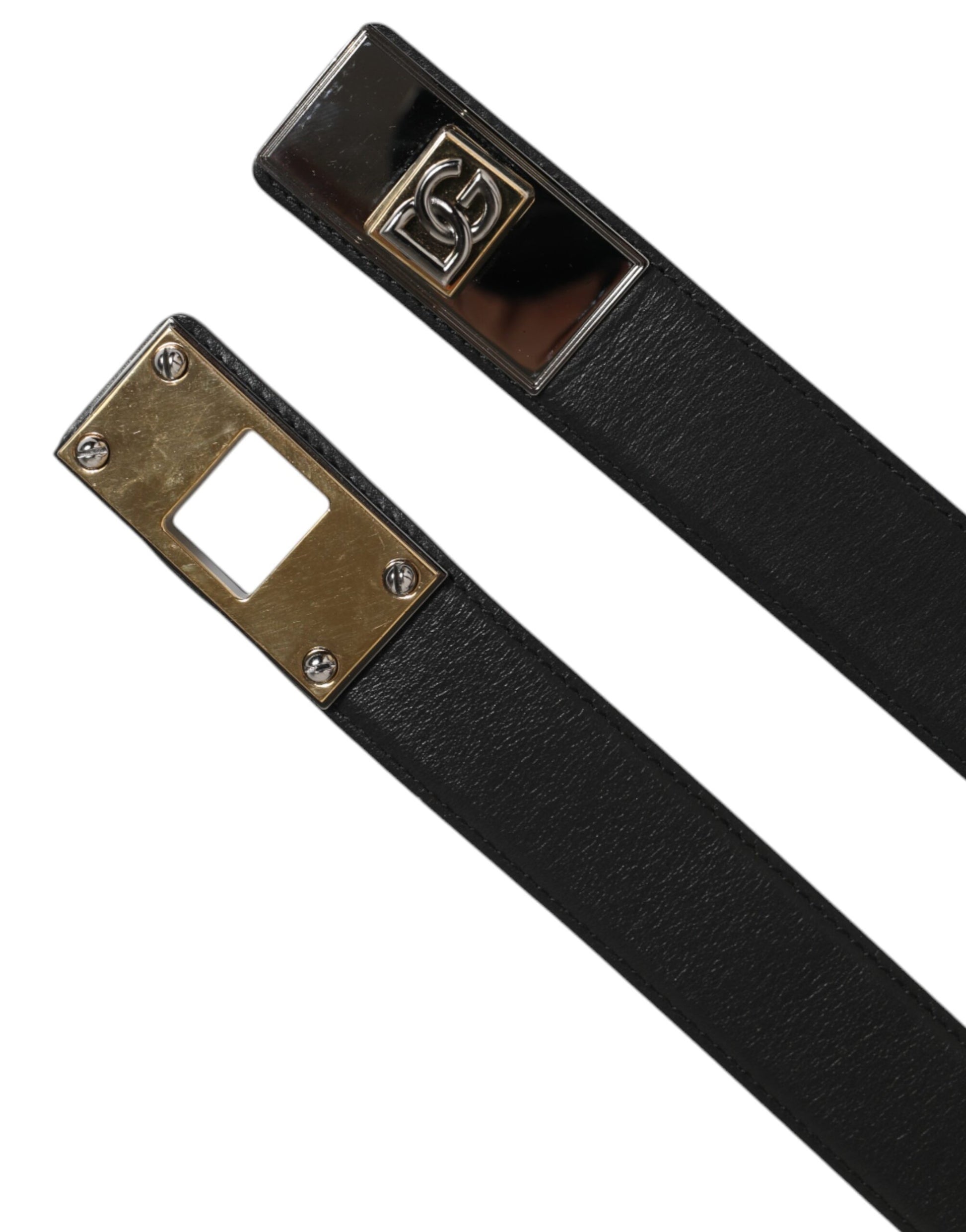 Dolce & Gabbana Black Leather Classic Metal Logo Buckle Belt Curated Luxury Accessories by Orvyn