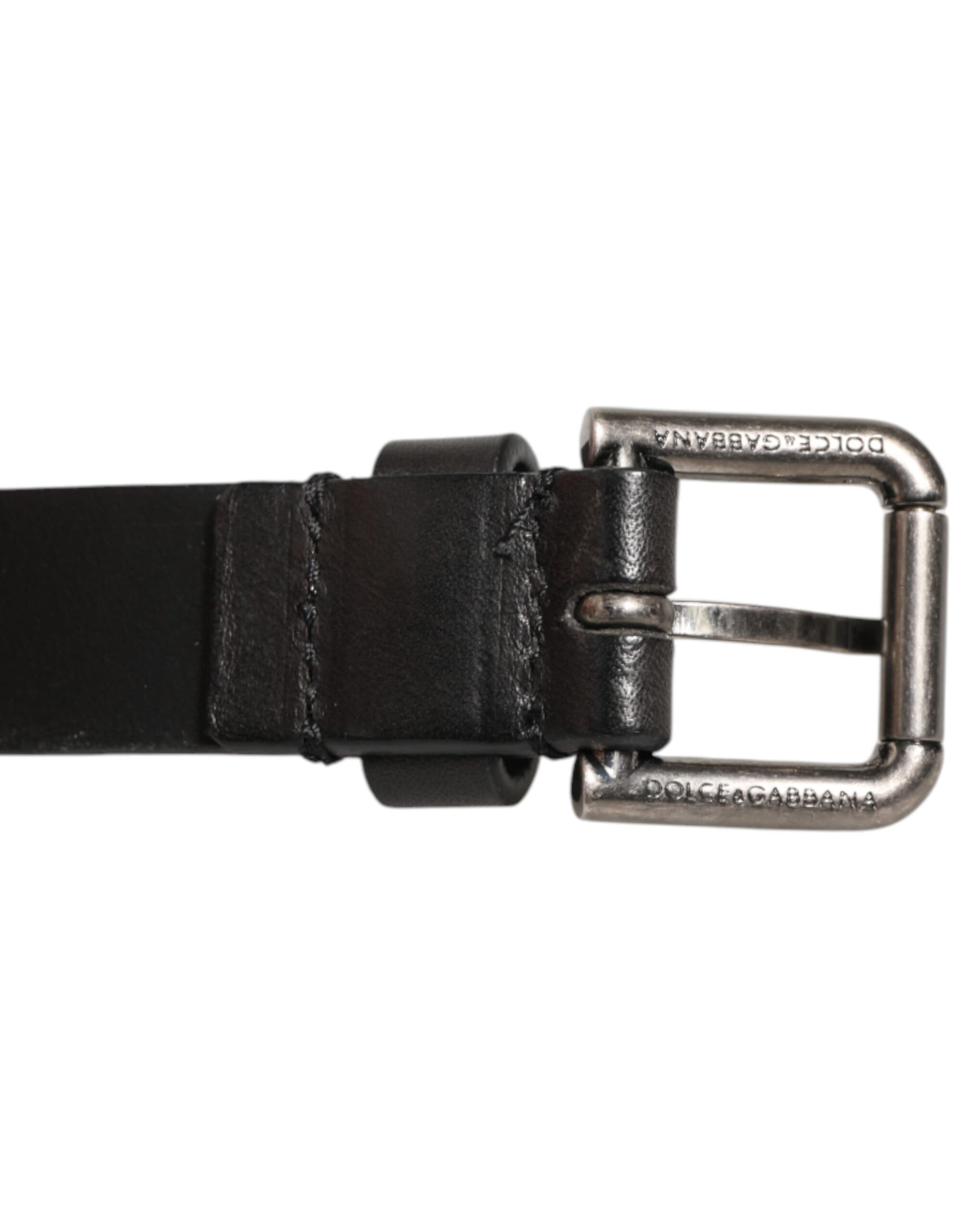 Dolce & Gabbana Black Double Strap Leather Silver Buckle Belt Curated Luxury Accessories by Orvyn