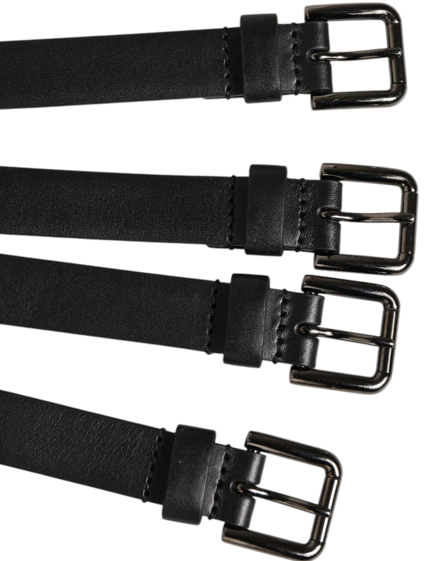 Dolce & Gabbana Black Leather 4-Strap Metal Multi-Buckle Belt Curated Luxury Accessories by Orvyn