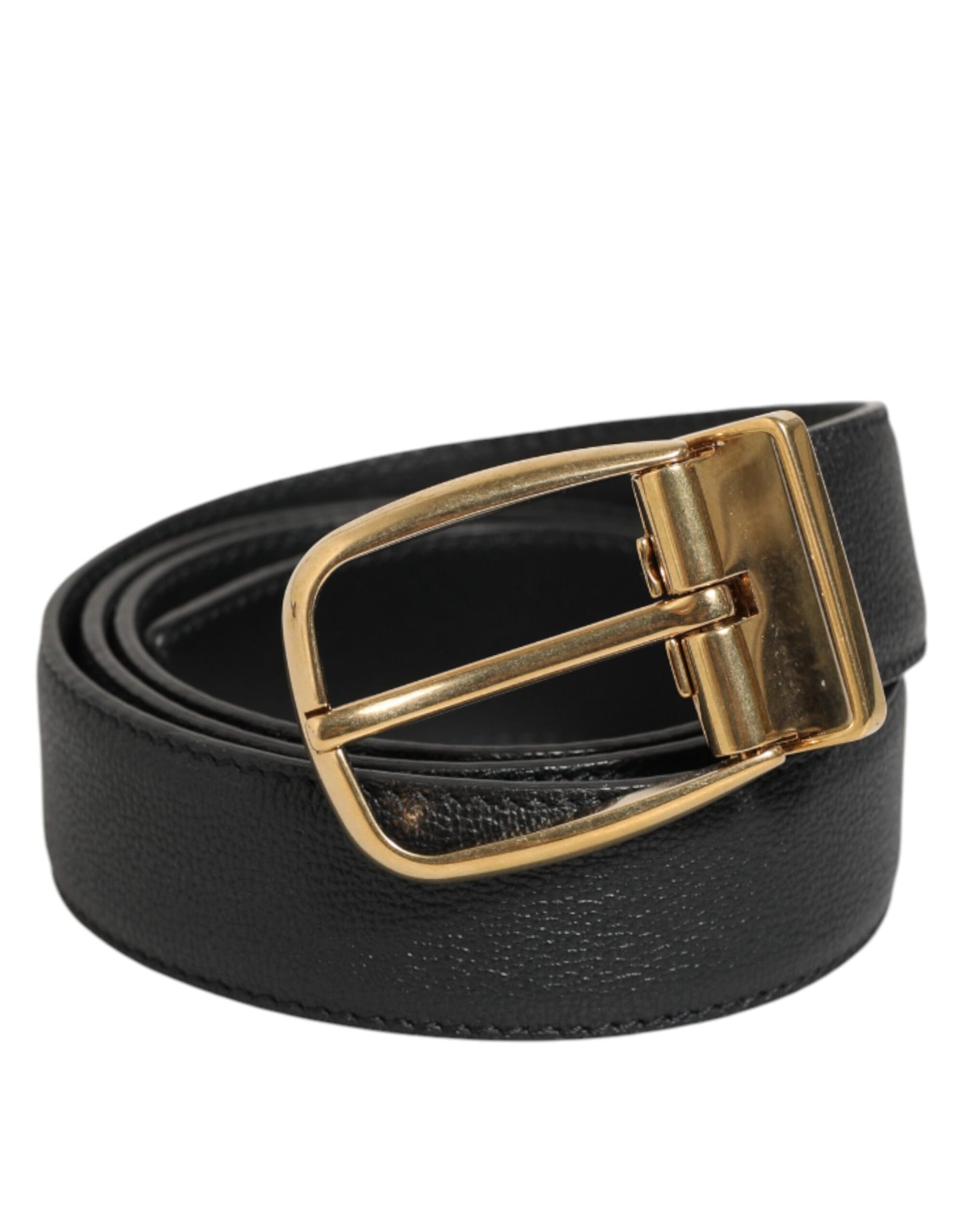 Dolce & Gabbana Black Leather Classic Metal Logo Buckle Belt Curated Luxury Accessories by Orvyn