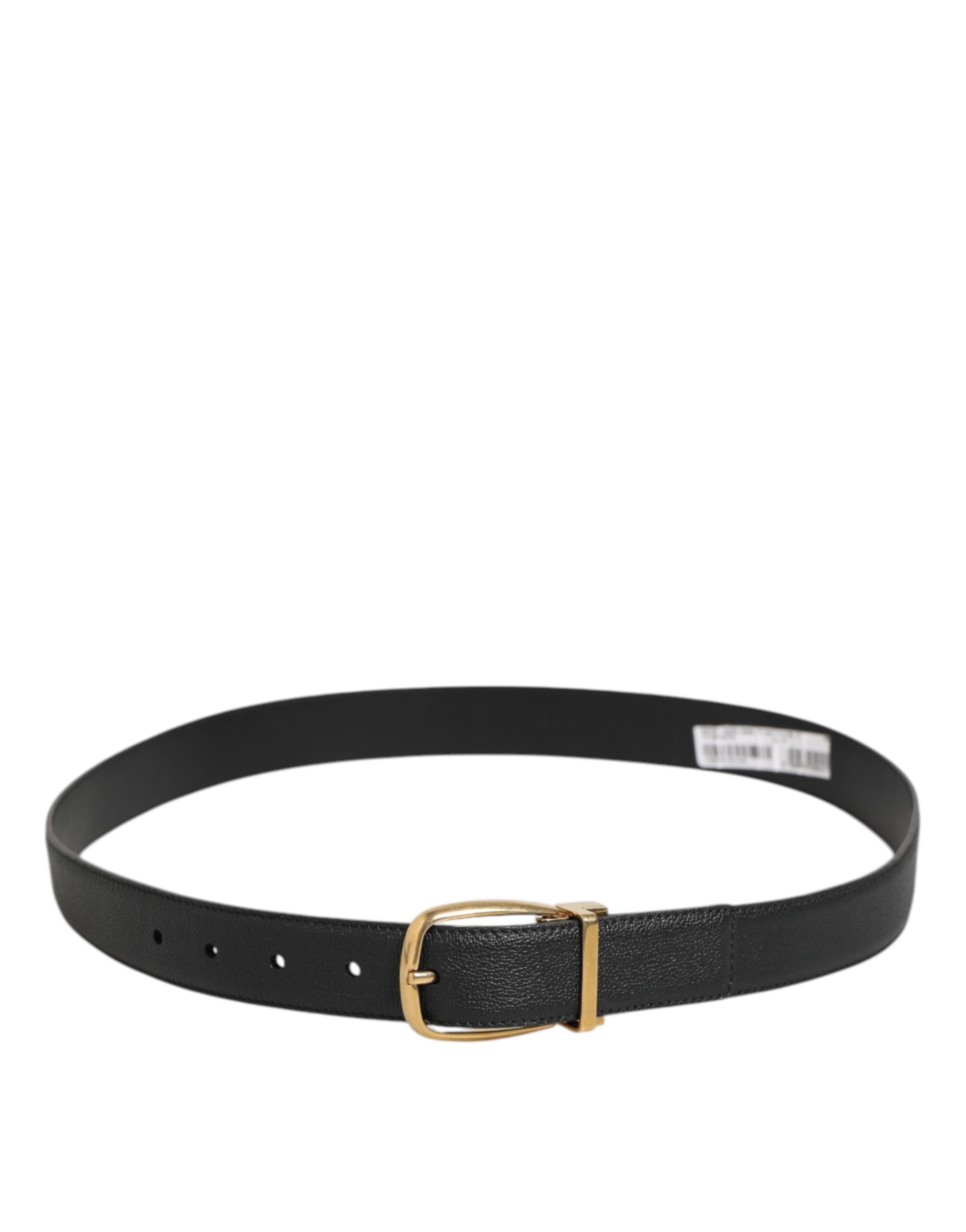 Dolce & Gabbana Black Leather Classic Metal Logo Buckle Belt Curated Luxury Accessories by Orvyn