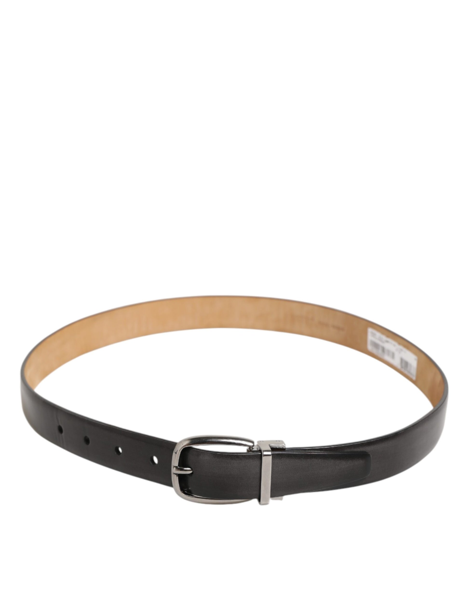Dolce & Gabbana Black Classic Leather Silver-Tone Buckle Belt Curated Luxury Accessories by Orvyn