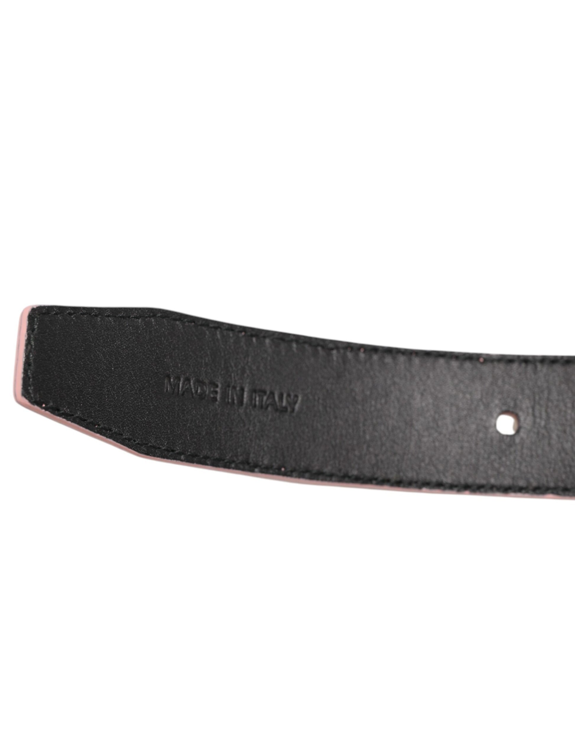 Dolce & Gabbana Pink Leather Perforated Detailing Buckle Belt Curated Luxury Accessories by Orvyn