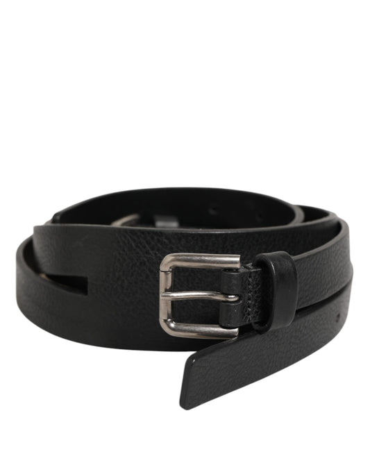 Dolce & Gabbana Black Double Strap Leather Gold Buckle Belt Curated Luxury Accessories by Orvyn