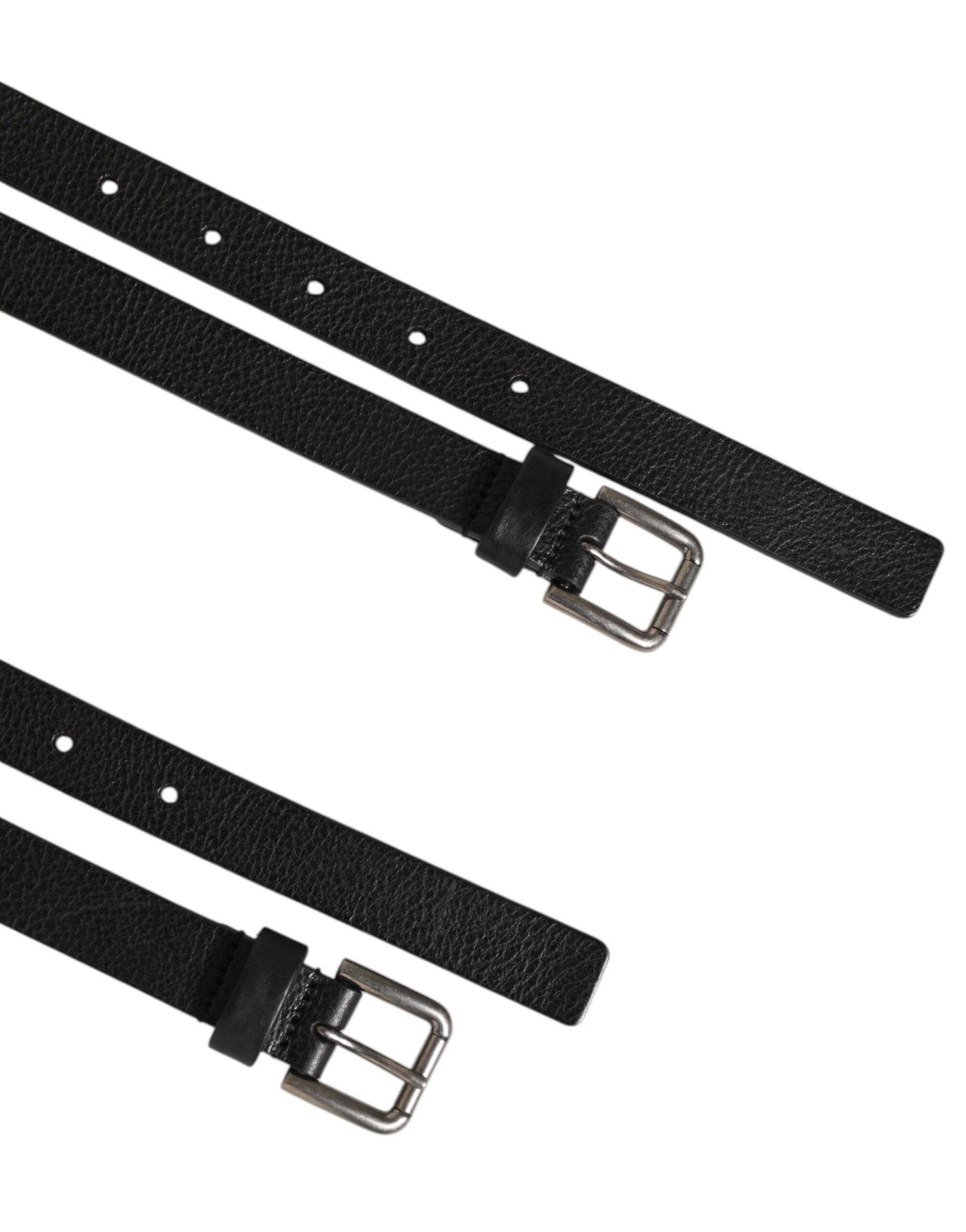 Dolce & Gabbana Black Double Strap Leather Gold Buckle Belt Curated Luxury Accessories by Orvyn