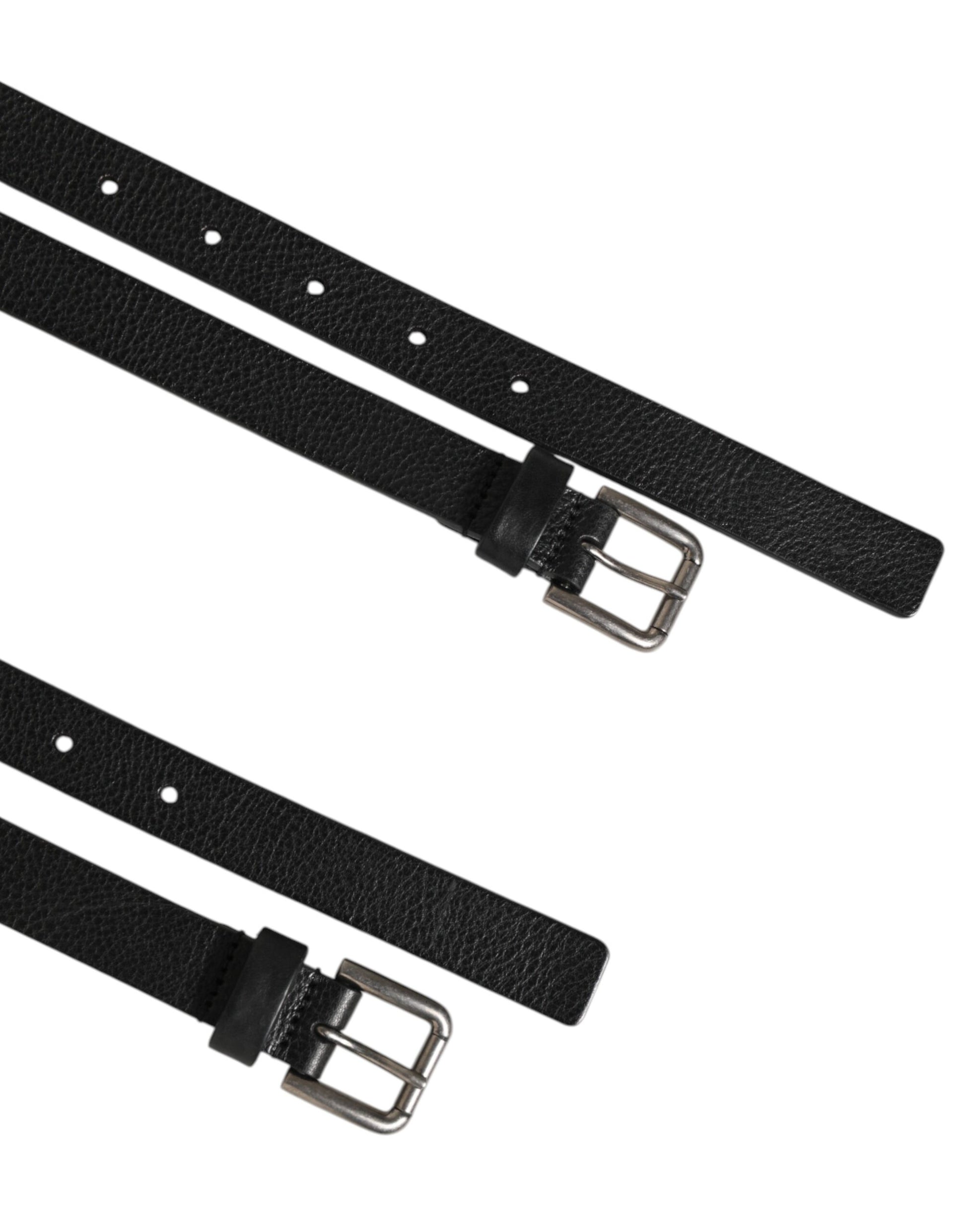 Dolce & Gabbana Black Double Strap Leather Gold Buckle Belt Curated Luxury Accessories by Orvyn