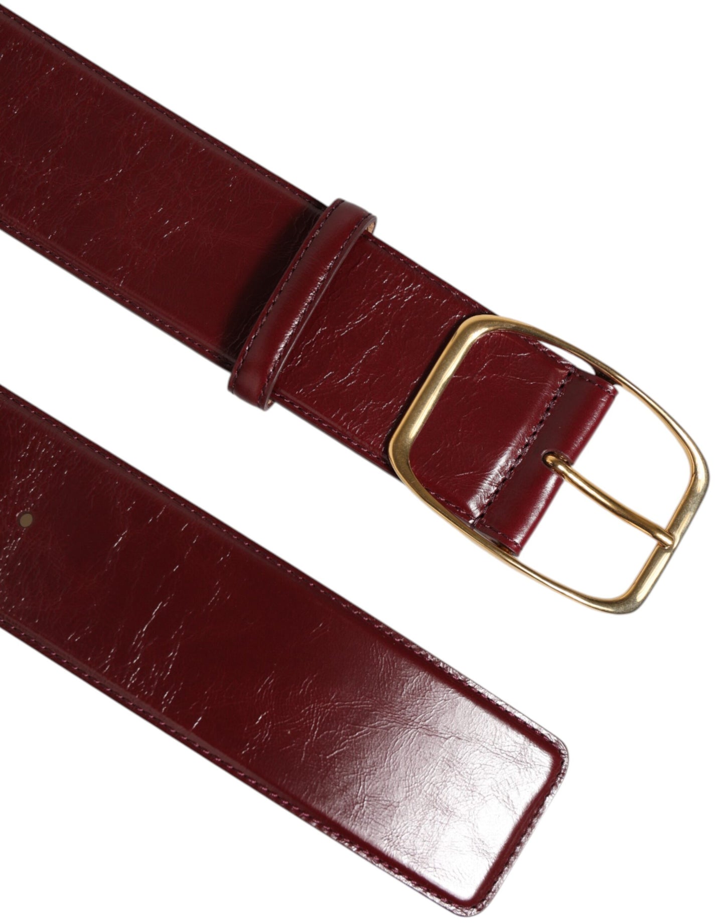 Dolce & Gabbana Burgundy Leather Gold Metal Buckle Women Belt Curated Luxury Accessories by Orvyn